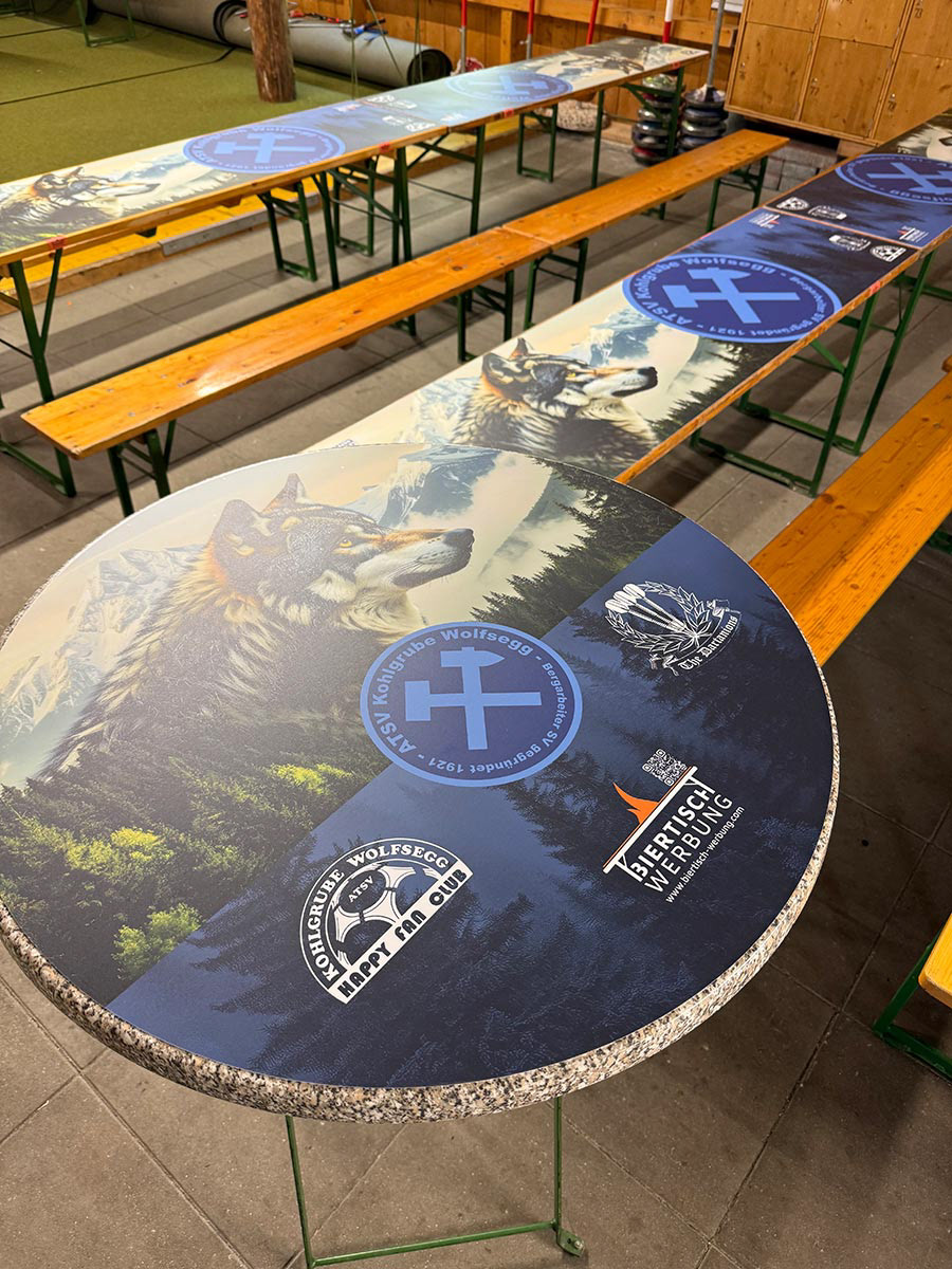 Stehtischauflagen und Biertischauflagen für den ATSV Wolfsegg
