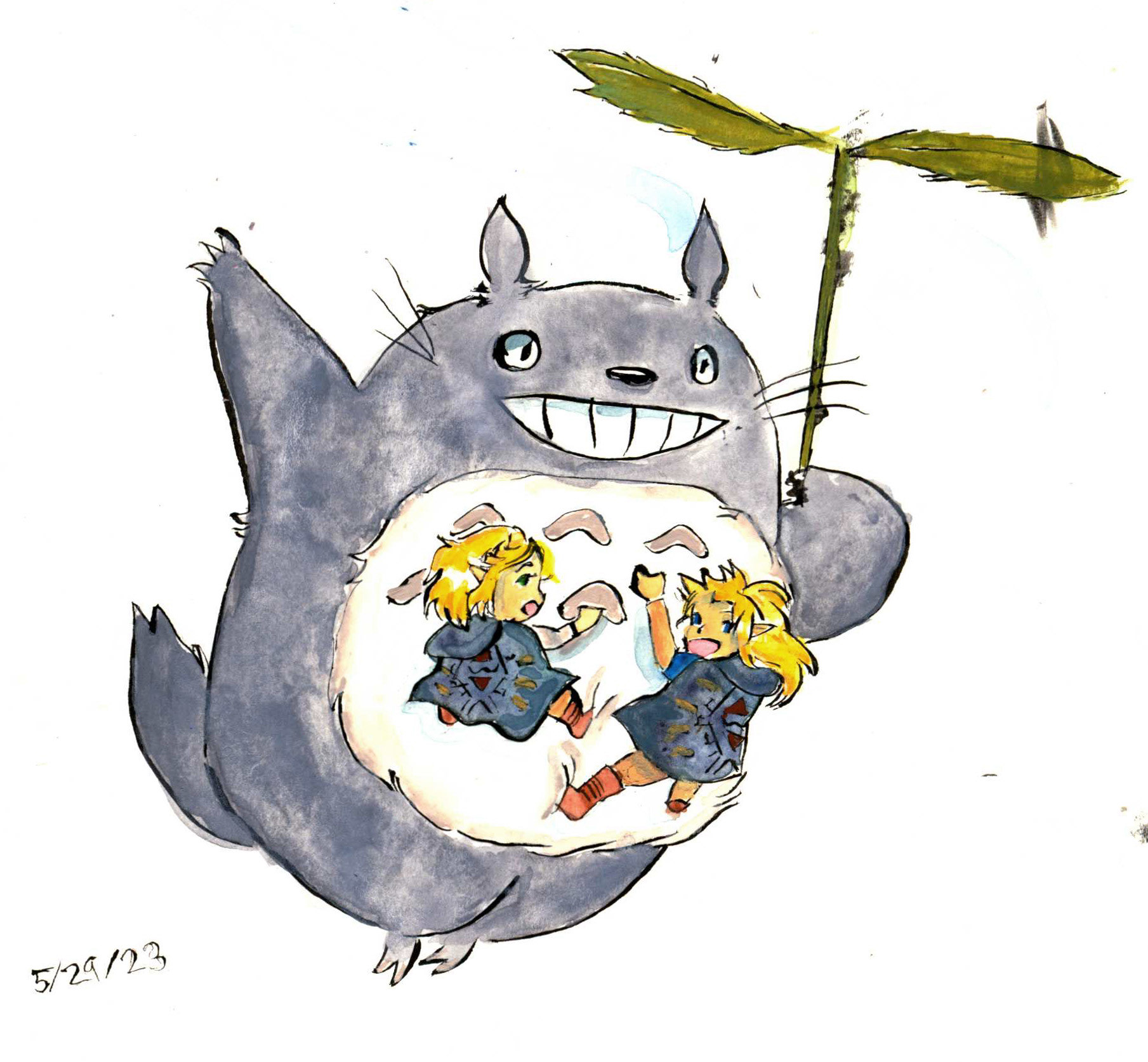 A sketchbook painting made in May 2023 with gouache, watercolor, and ink.