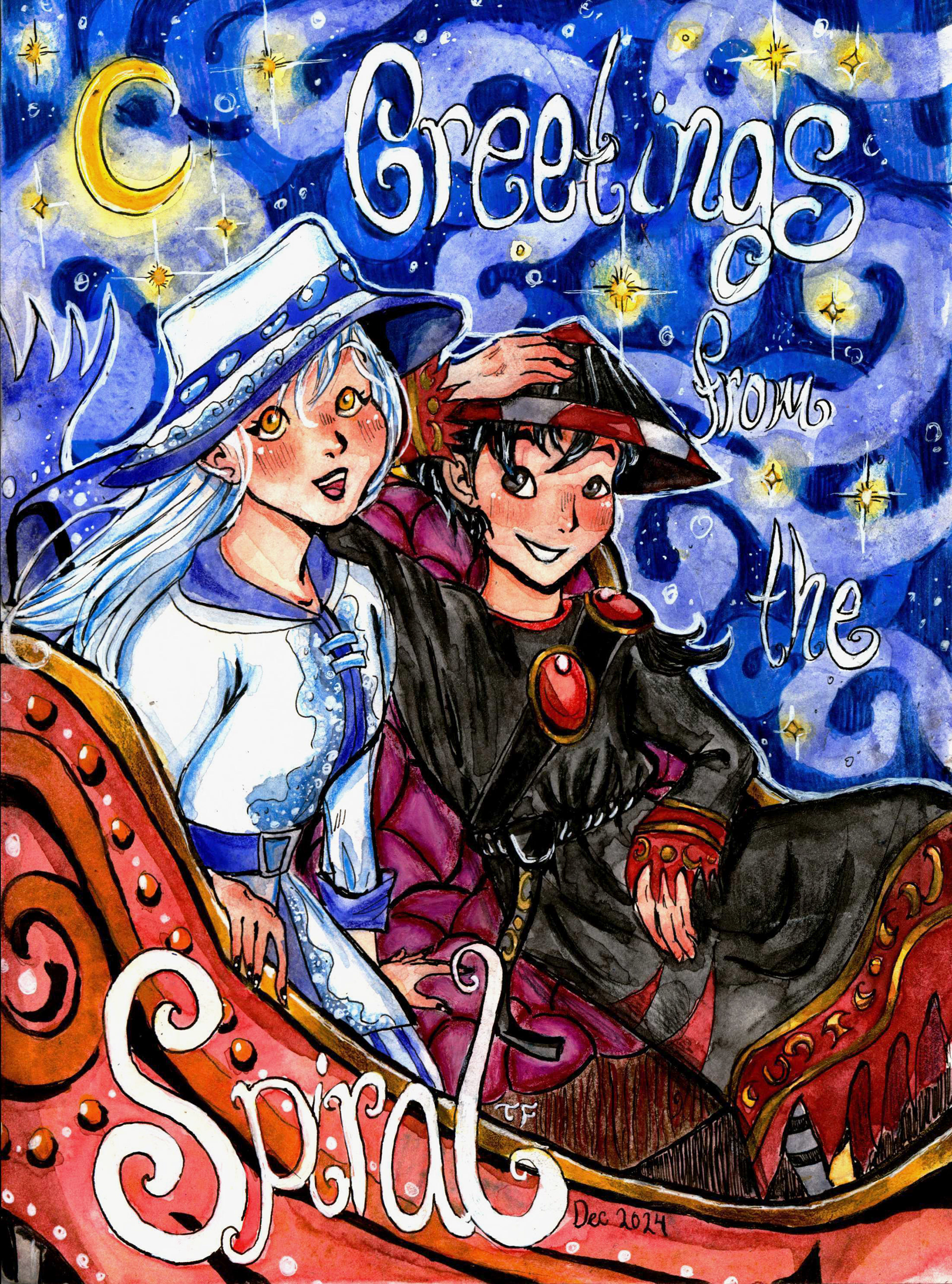 An illustration made in December 2024 with ink, watercolors, and colored pencils to honor one of my favorite childhood video games.