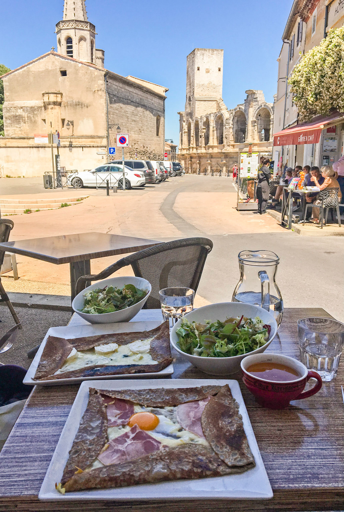 Eating crepes in Arles