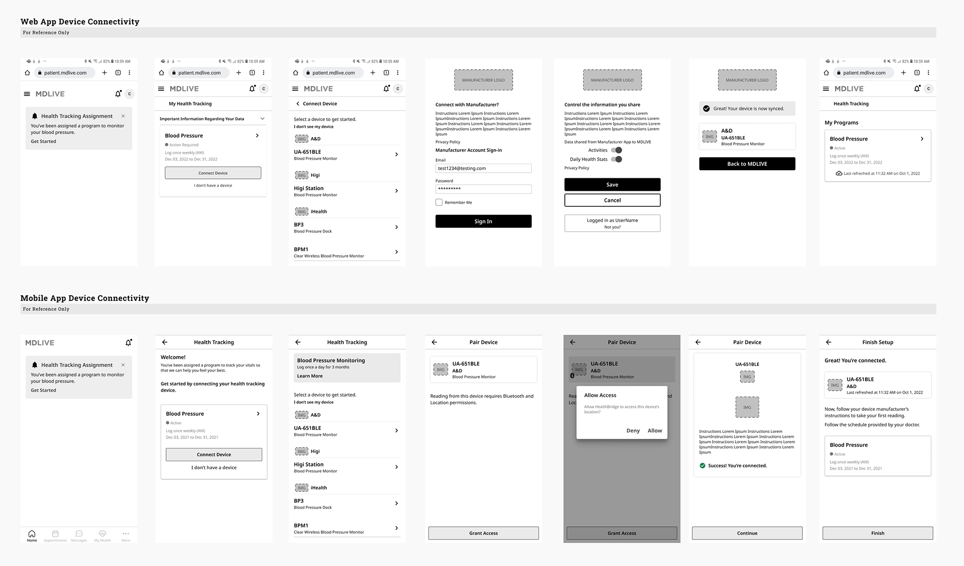Mid-fidelity designs of Device Connectivity Process