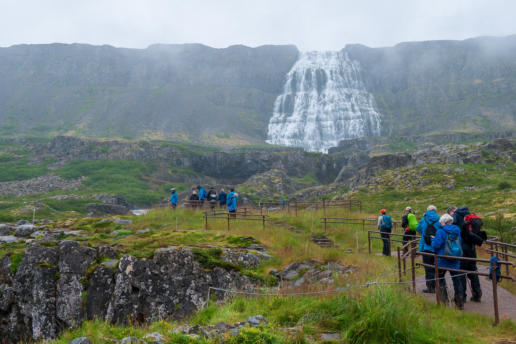 Travelers taking in the wonder of the "thundering falls".