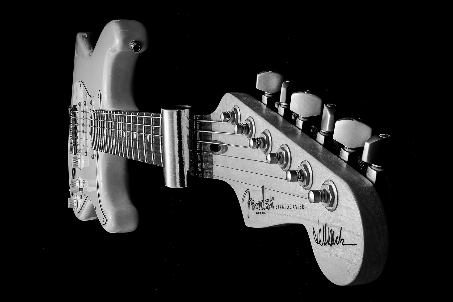 1:  My baby...Fender Stratocaster....this image made from aprox 30 focus stacked shots.....photo taken on my dining room table, Vernon BC
