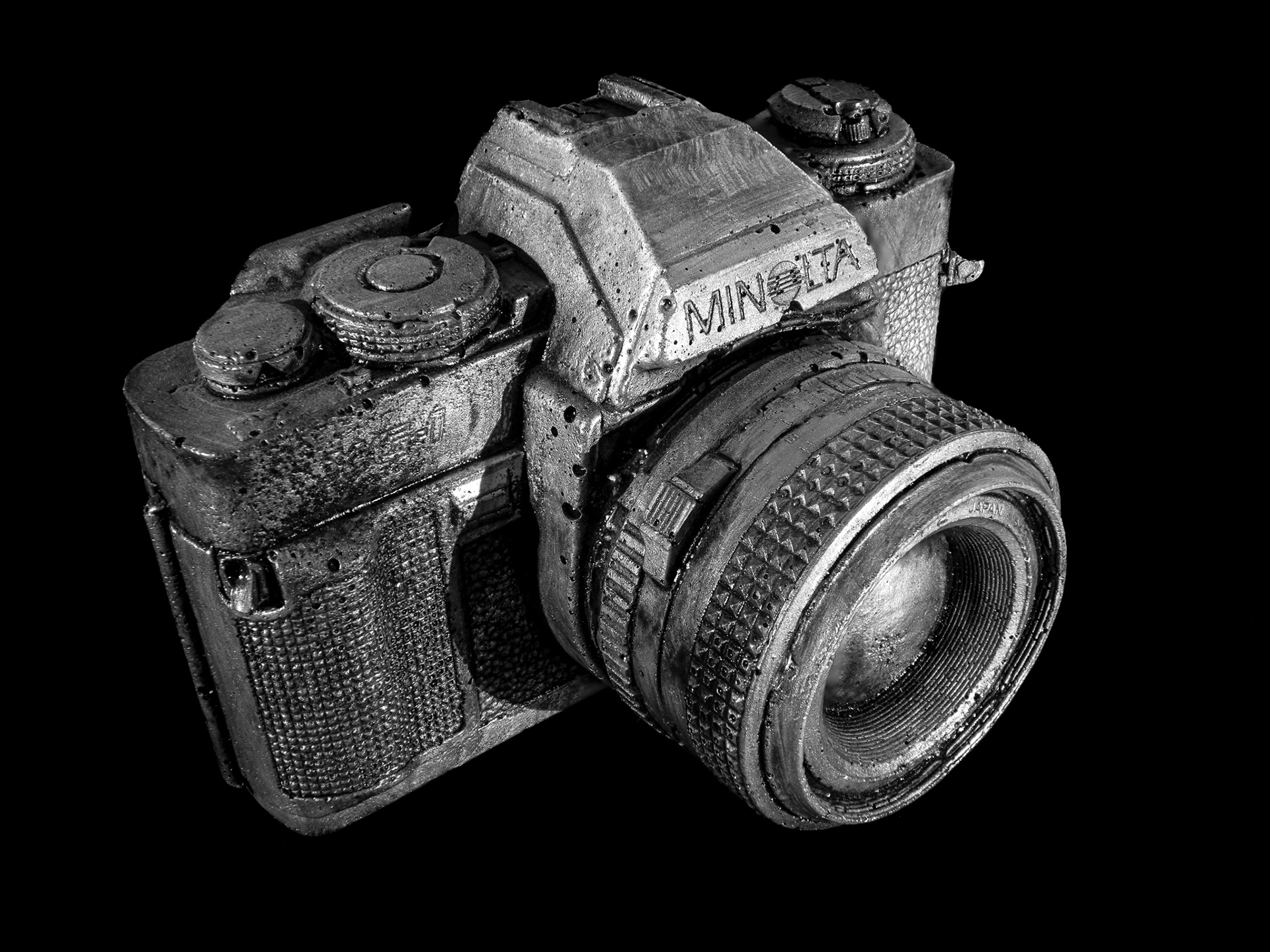 8: old cameras turn to stone...focus stacked shot of a concrete cast Minolta