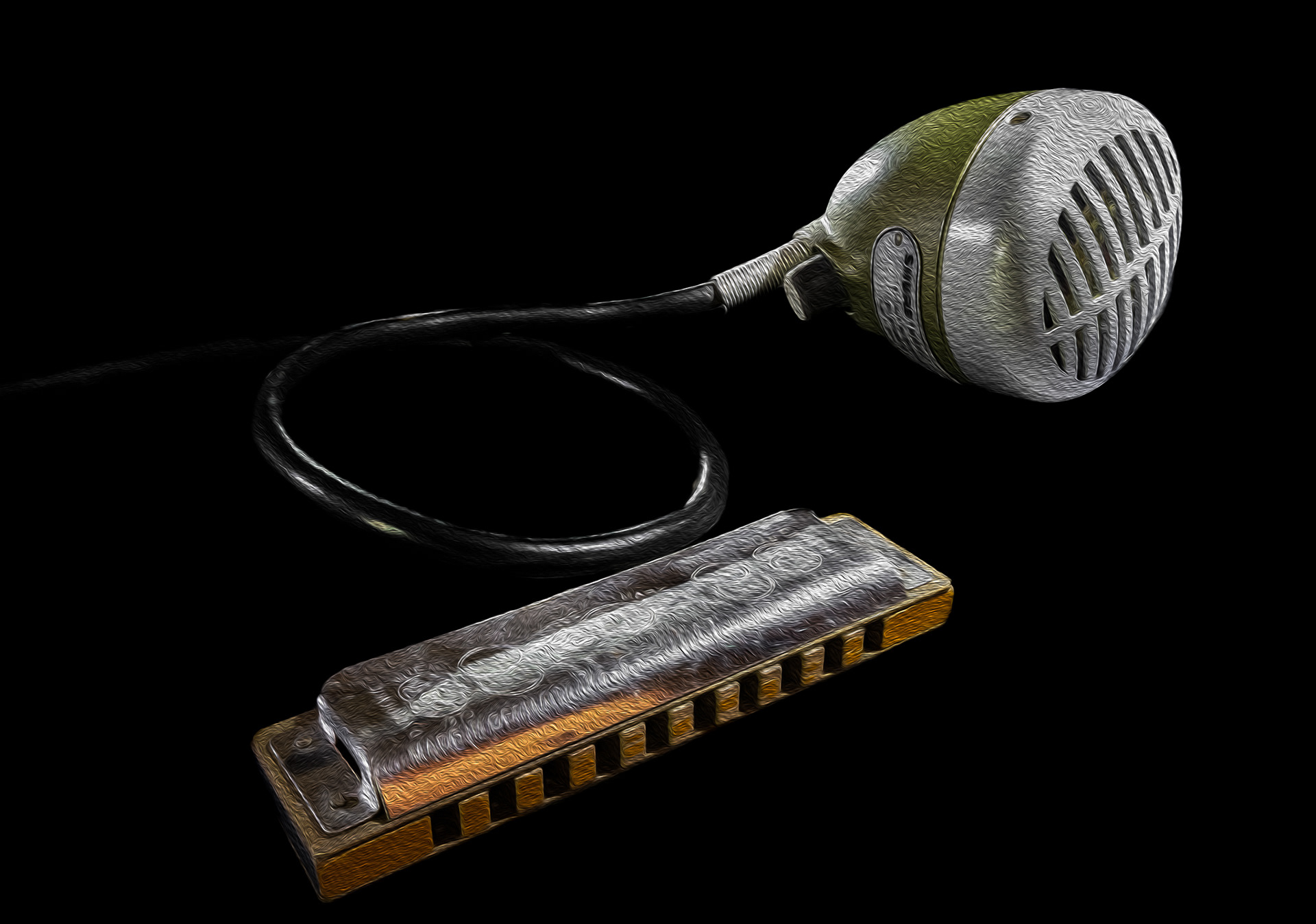 12: Zeke's D Harp and his harp mic...focus stacked