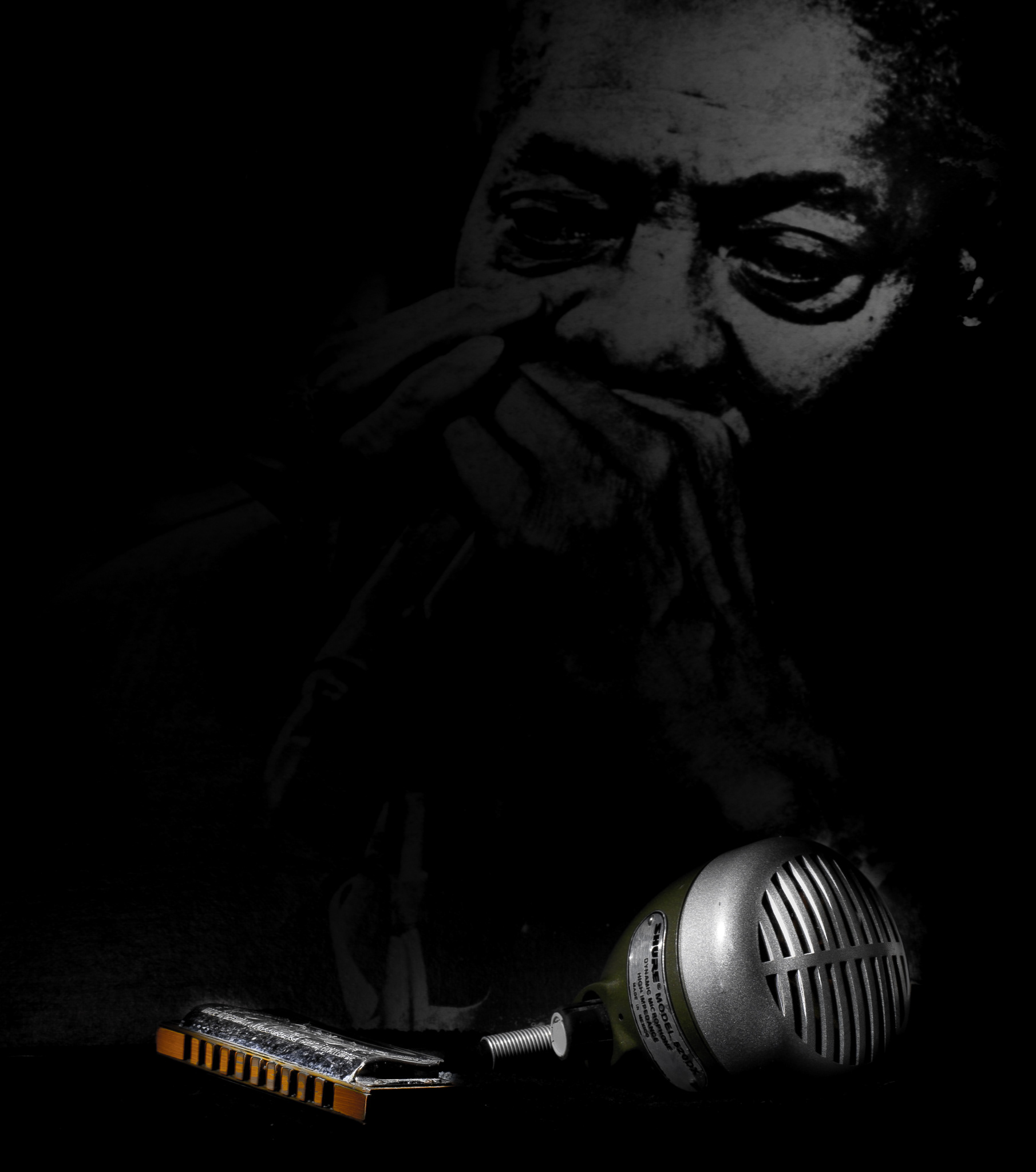 2: composite of Sonny Boy Williamson, a harp and a mic