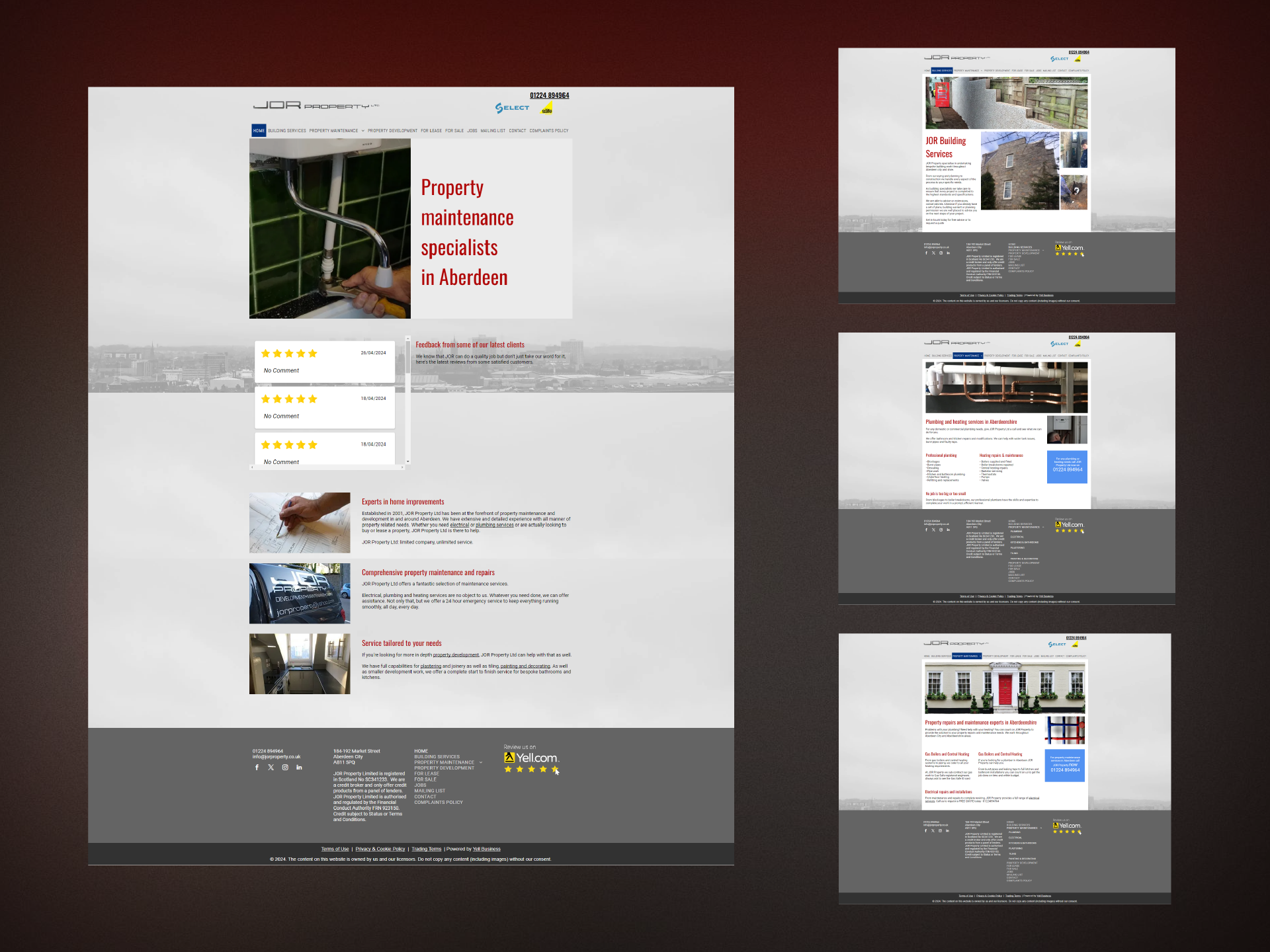 Screen captures of JOR Property's old website