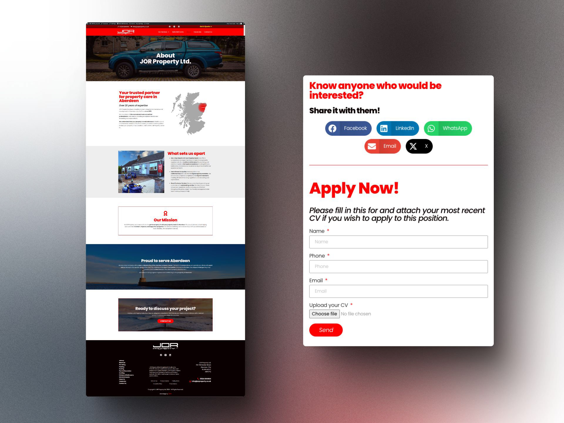 Samples of About Us page and form submission | New website design