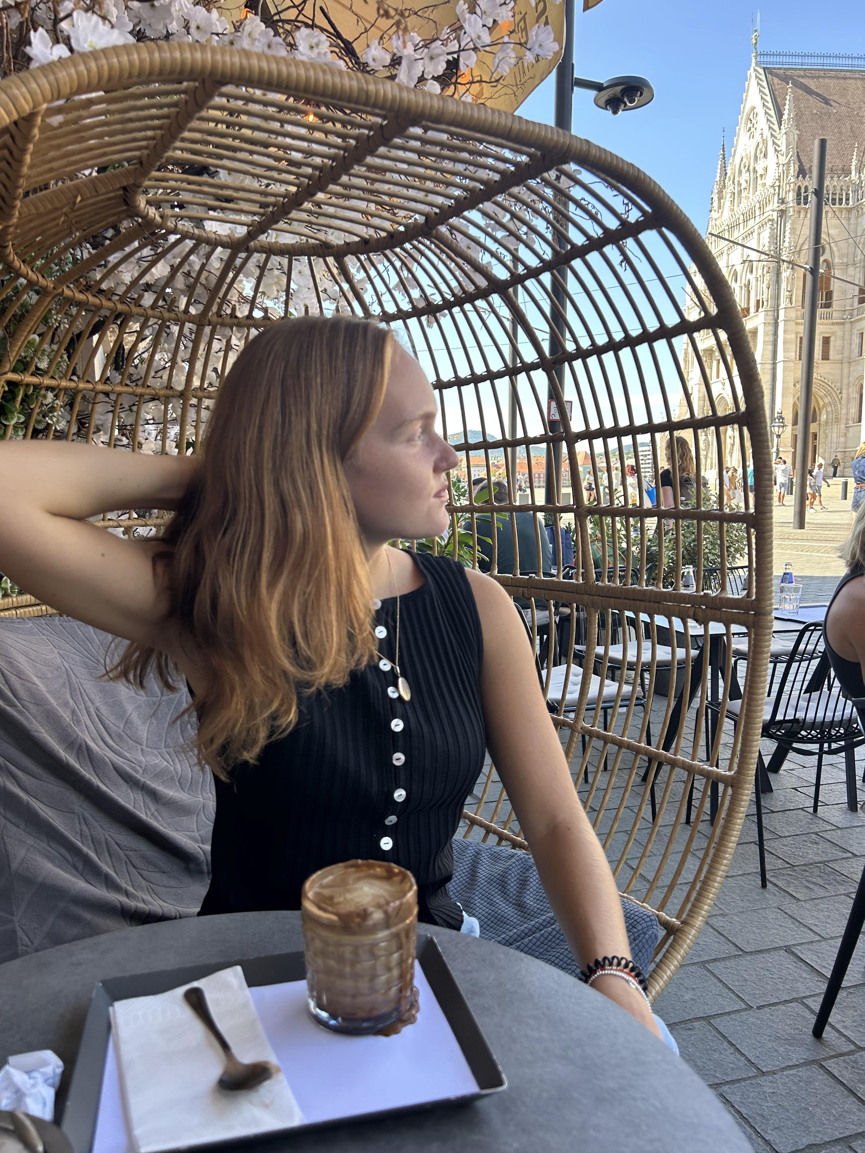 Hungarian coffee in front of the Parliament 