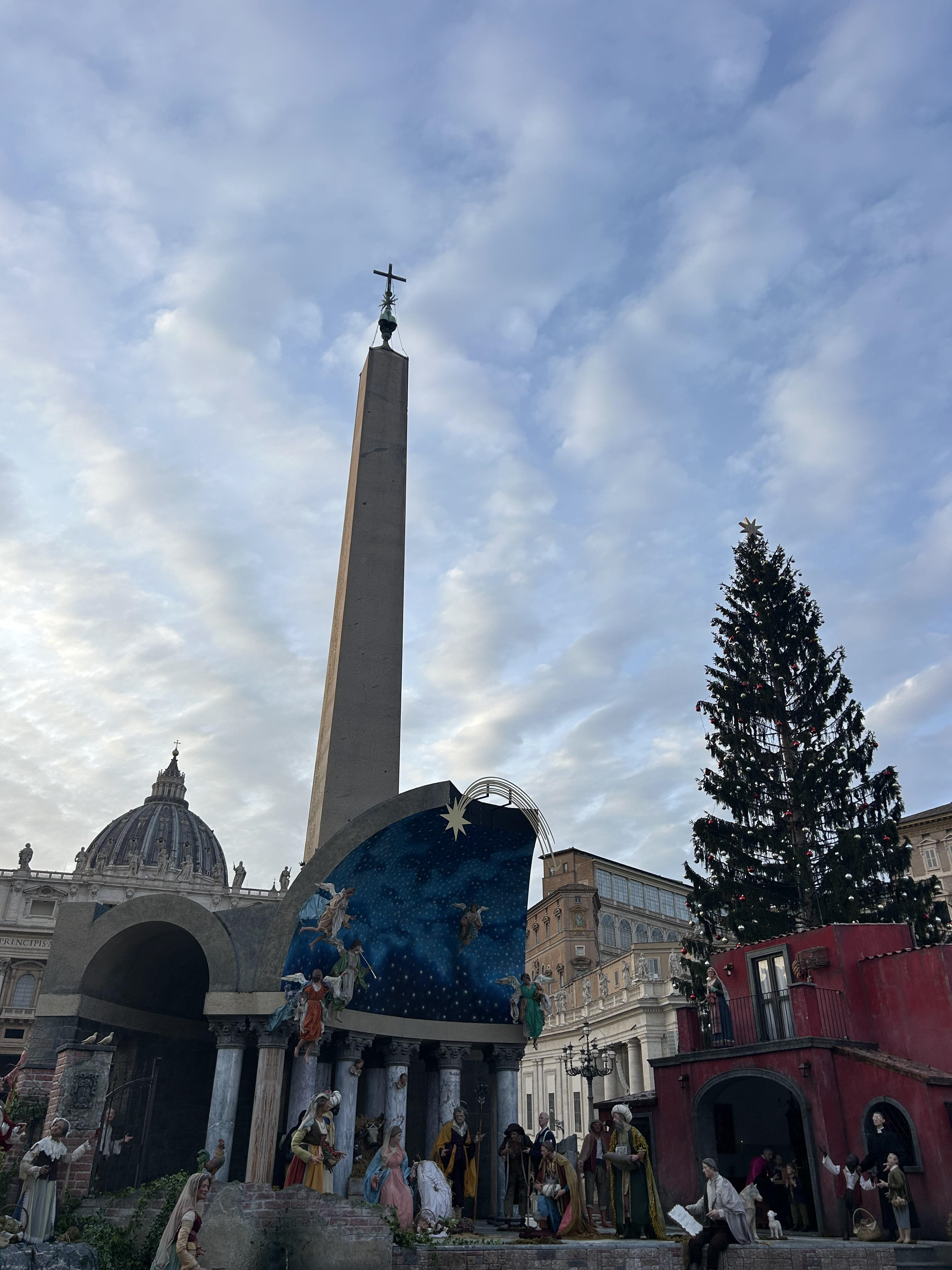 Vatican Christmas tree and Nativity Scene in St. Peter’s Square
