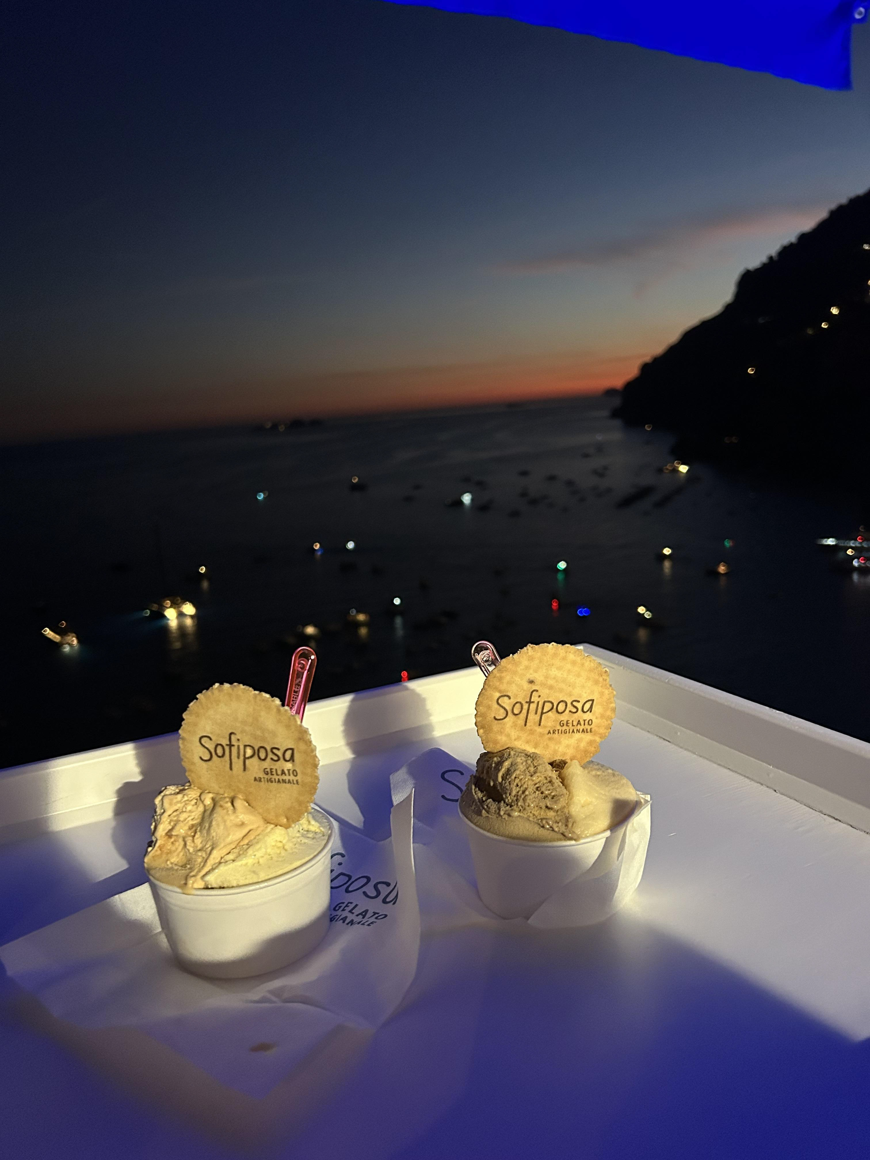 First gelato of the day in Capri, second in Positano.