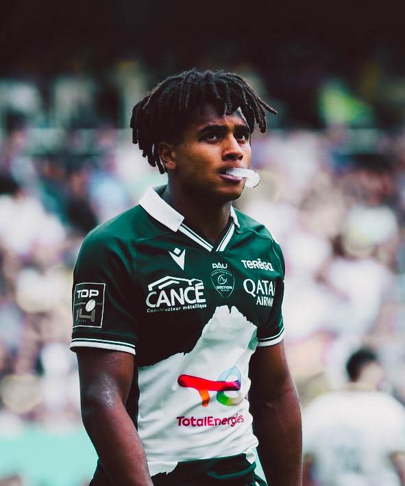 Théo ATTISSOGBE of Section Paloise during the Top 14 match between ASM Clermont Auvergne and Section Paloise at Stade Marcel Michelin on September 20, 2025 at Clermont-Ferrand, France.(Photo by Alex Zona/Icon Sport)
