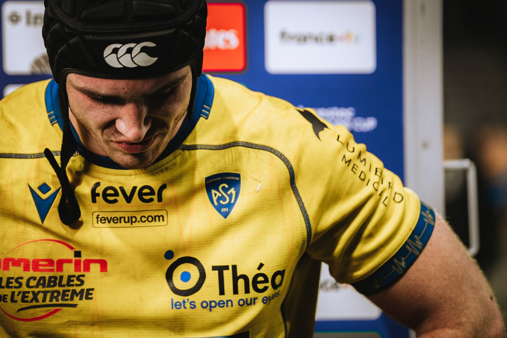 Killian Tixeront of ASM Clermont Auvergne during the Investec Champions Cup match between ASM Clermont Auvergne and Glasgow Warriors on January 9, 2026 at Stade Marcel Michelin in Clermont-Ferrand, France.(Photo by Alex Zona/Icon Sport)