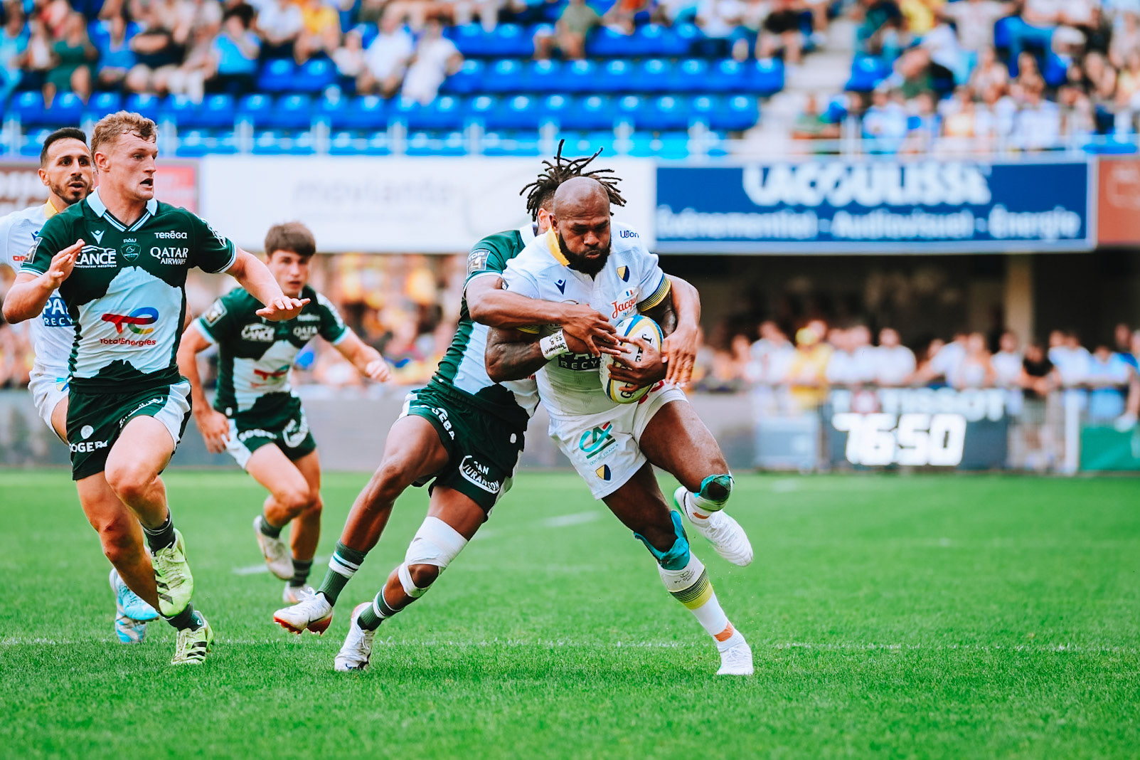Alivereti RAKA of ASM Clermont Auvergne during the Top 14 match between ASM Clermont Auvergne and Section Paloise at Stade Marcel Michelin on September 20, 2025 at Clermont-Ferrand, France.(Photo by Alex Zona/Icon Sport)