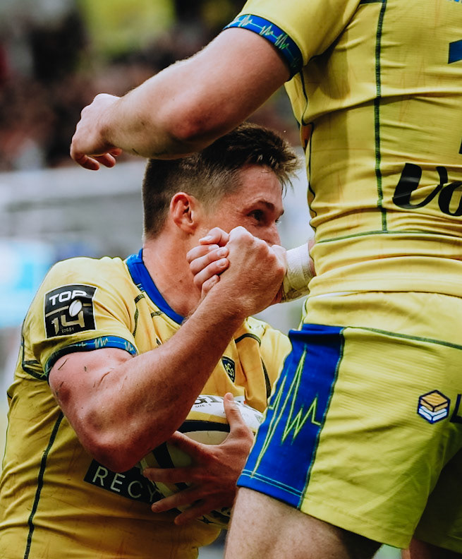 Alex NEWSOME of ASM Clermont Auvergne during the Top 14 match between ASM Clermont Auvergne and Section Paloise at Stade Marcel Michelin on September 20, 2025 at Clermont-Ferrand, France.(Photo by Alex Zona/Icon Sport)