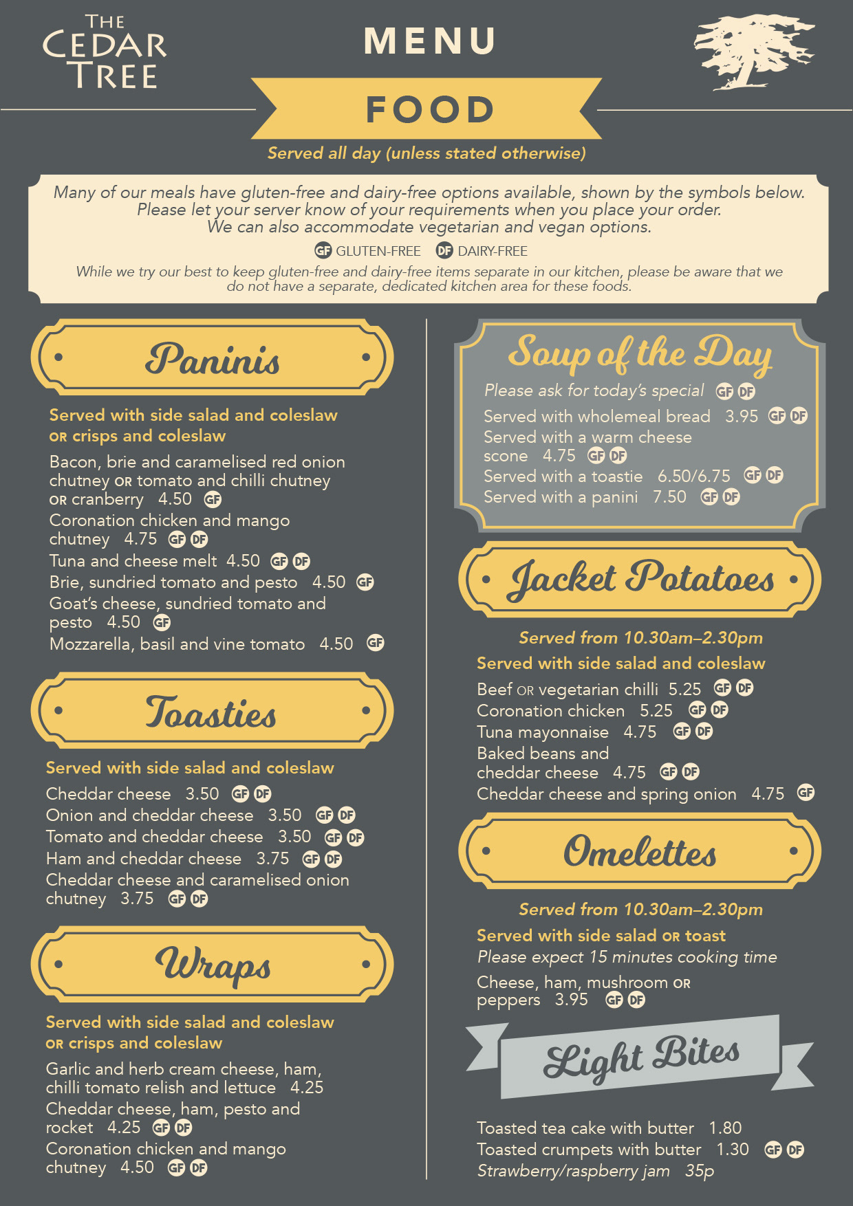 A4 menu front