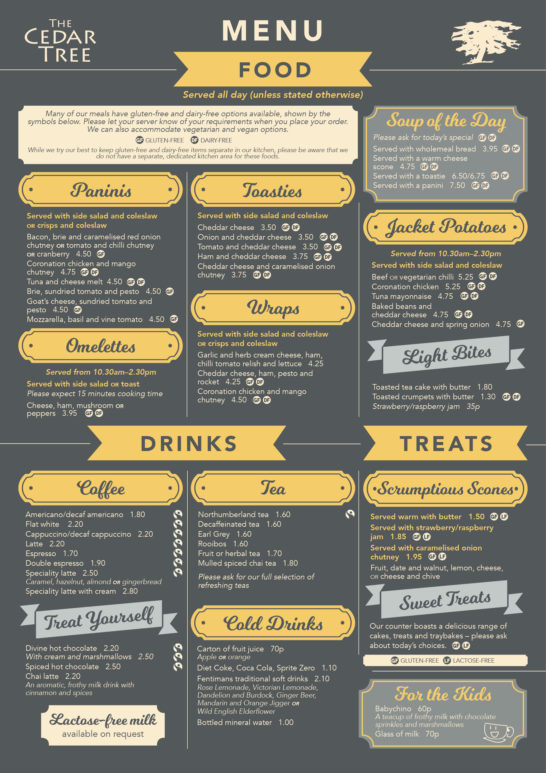 Single-sided A3 menu design