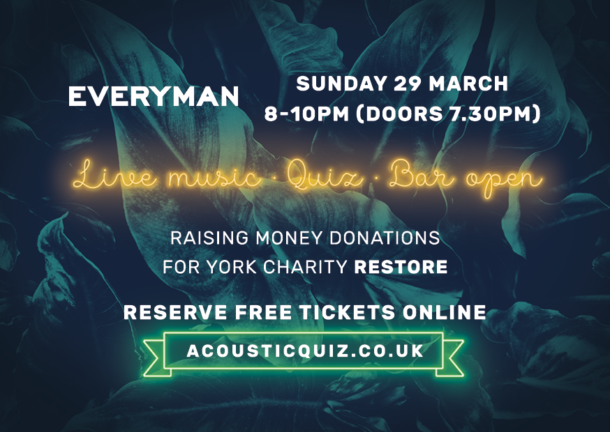 Quiz Night reverse of postcard