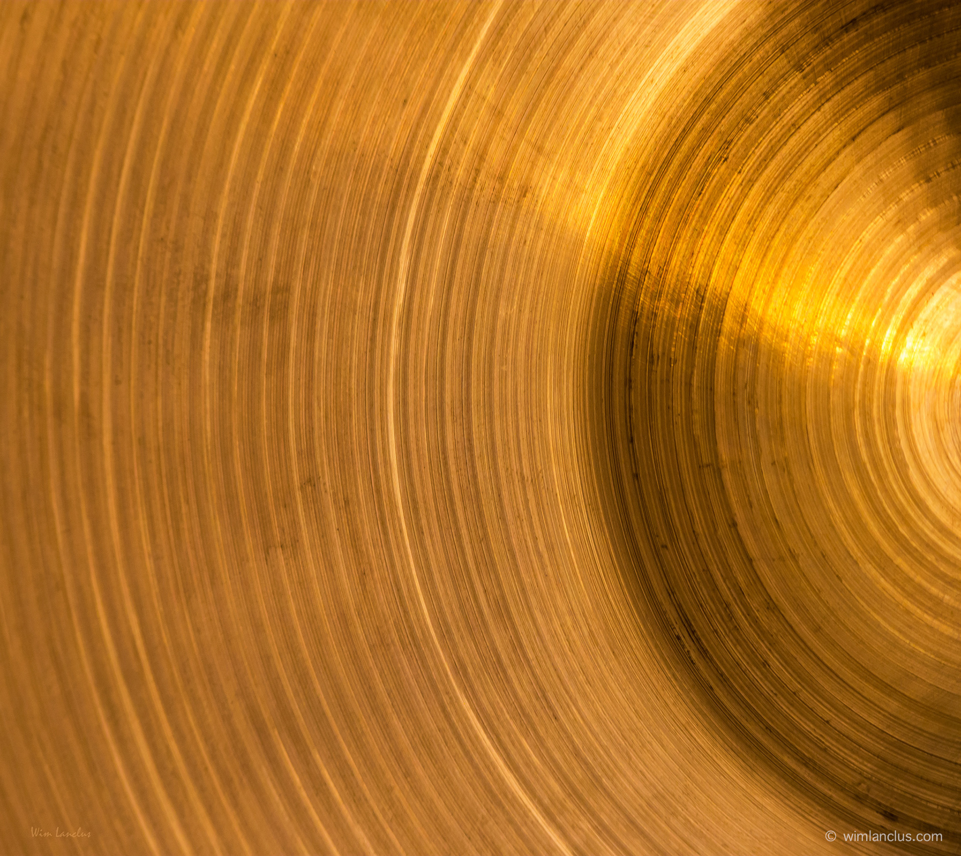 close-up of a percussion cymbal showing golden texture