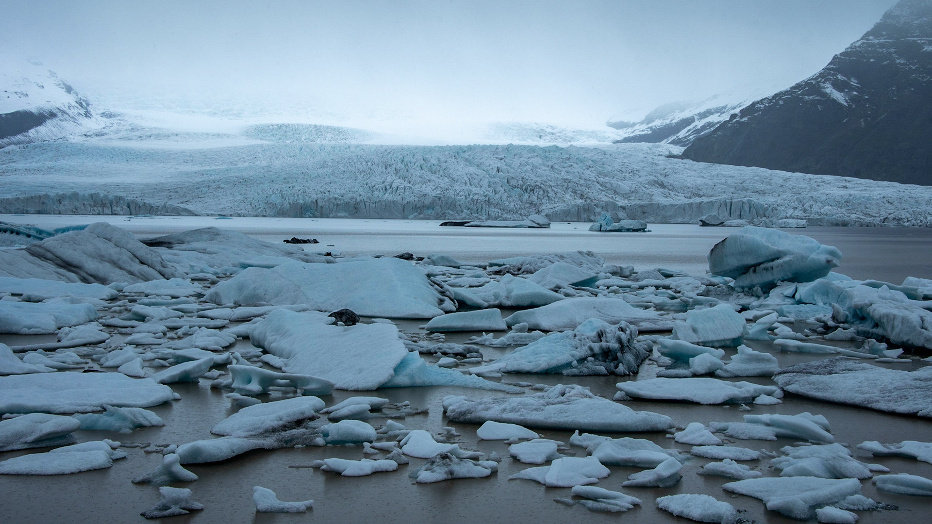 Glacier de Fjallsjökull et lac glaciaire de Fjallssárlon