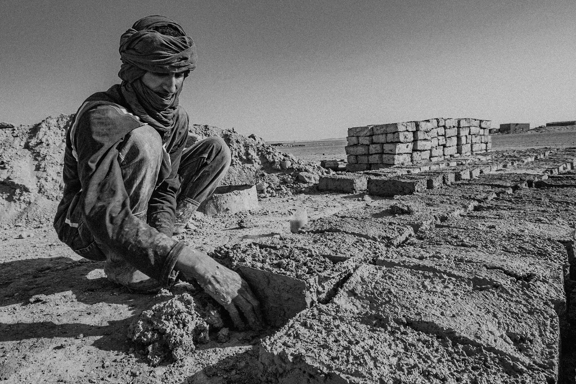 Dakhla refugee camp, Tindouf, Wilaya de Tindouf, Algerian Sahara, 2009: Adobe bricks.