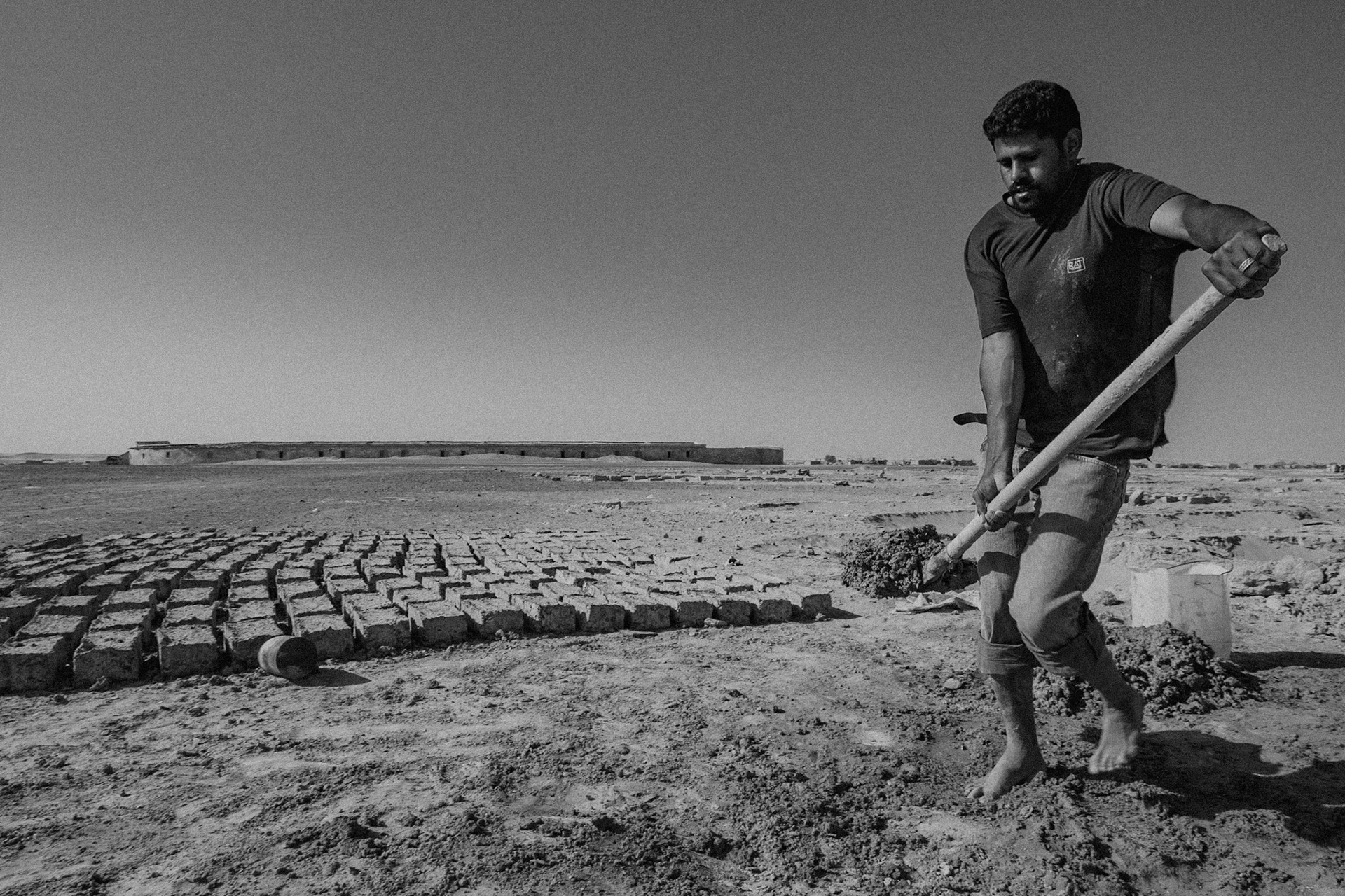 Dakhla refugee camp, Tindouf, Wilaya de Tindouf, Algerian Sahara, 2009: Adobe bricks.