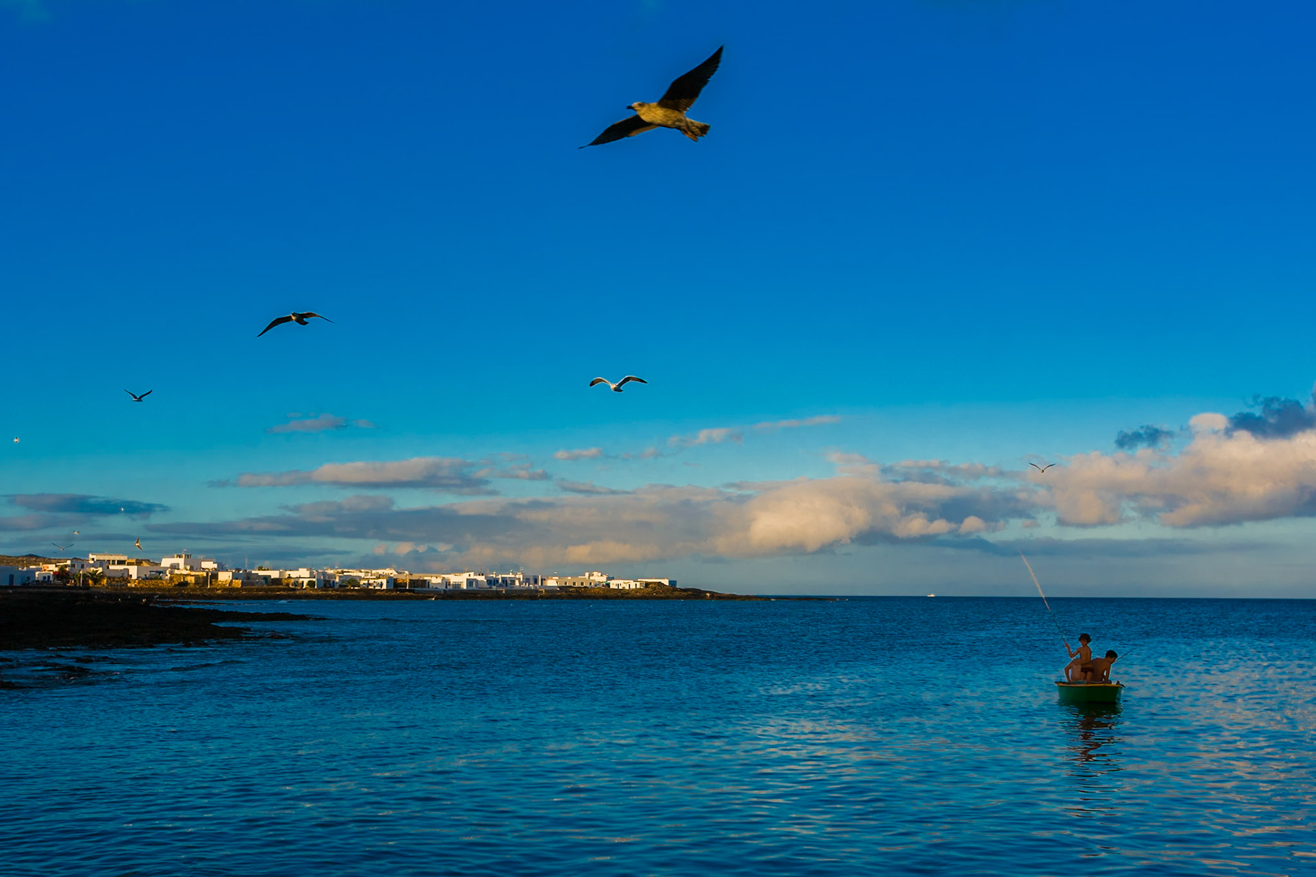 Maritime view of the town of Pedro Barba, La Graciosa, Lanzarote, Canary Islands, Spain, 2006.