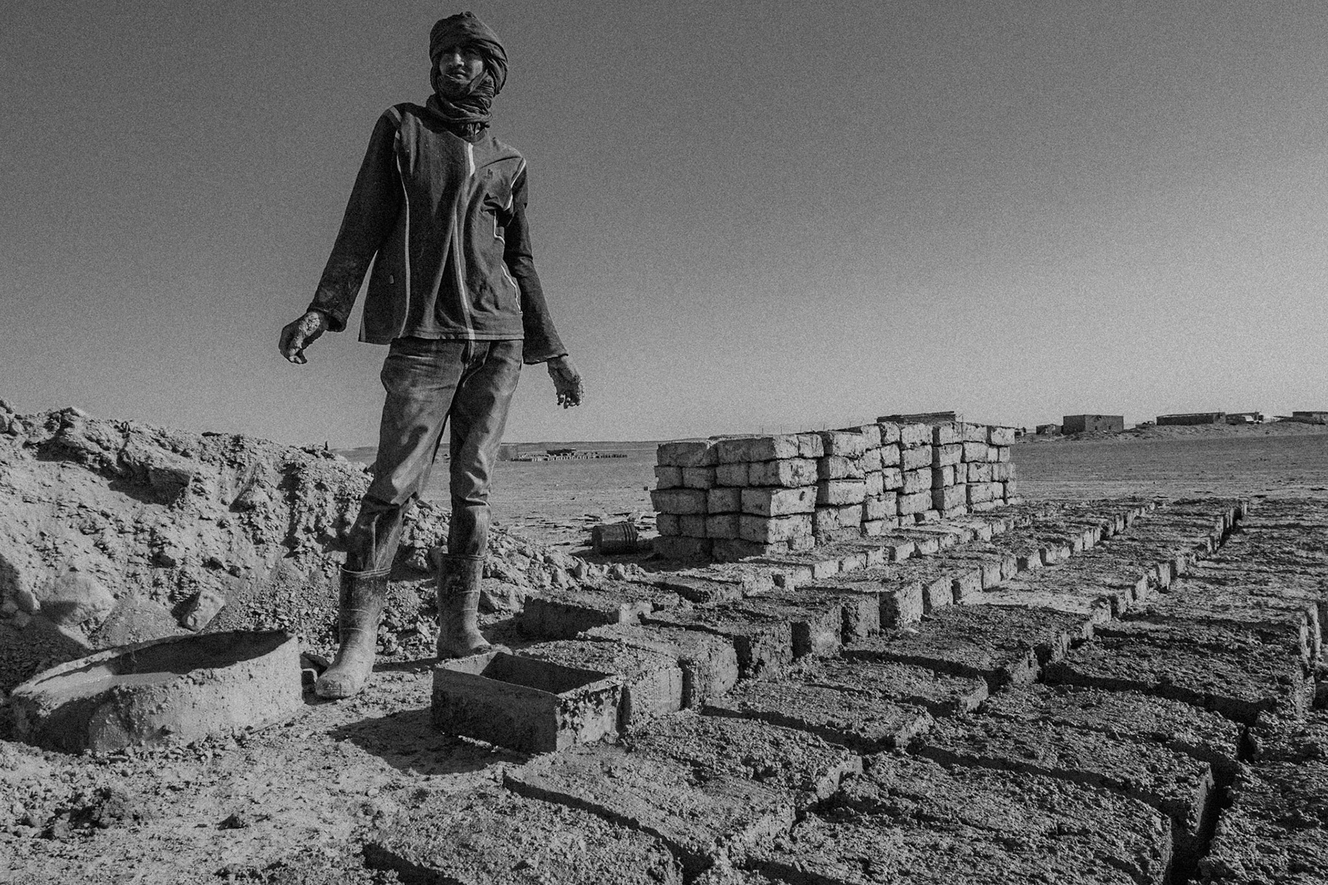 Dakhla refugee camp, Tindouf, Wilaya de Tindouf, Algerian Sahara, 2009: Adobe bricks.