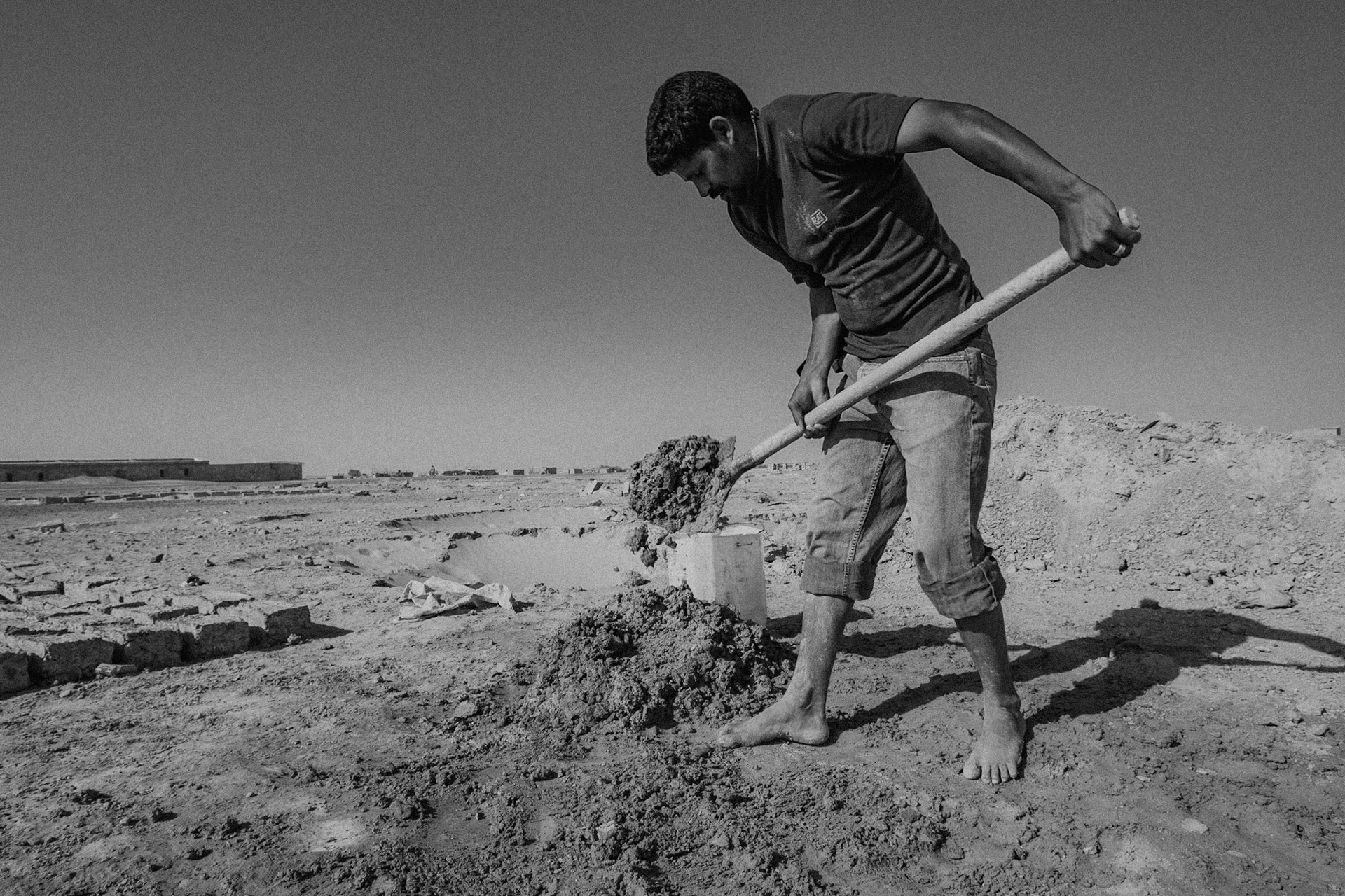 Dakhla refugee camp, Tindouf, Wilaya de Tindouf, Algerian Sahara, 2009: Adobe bricks.