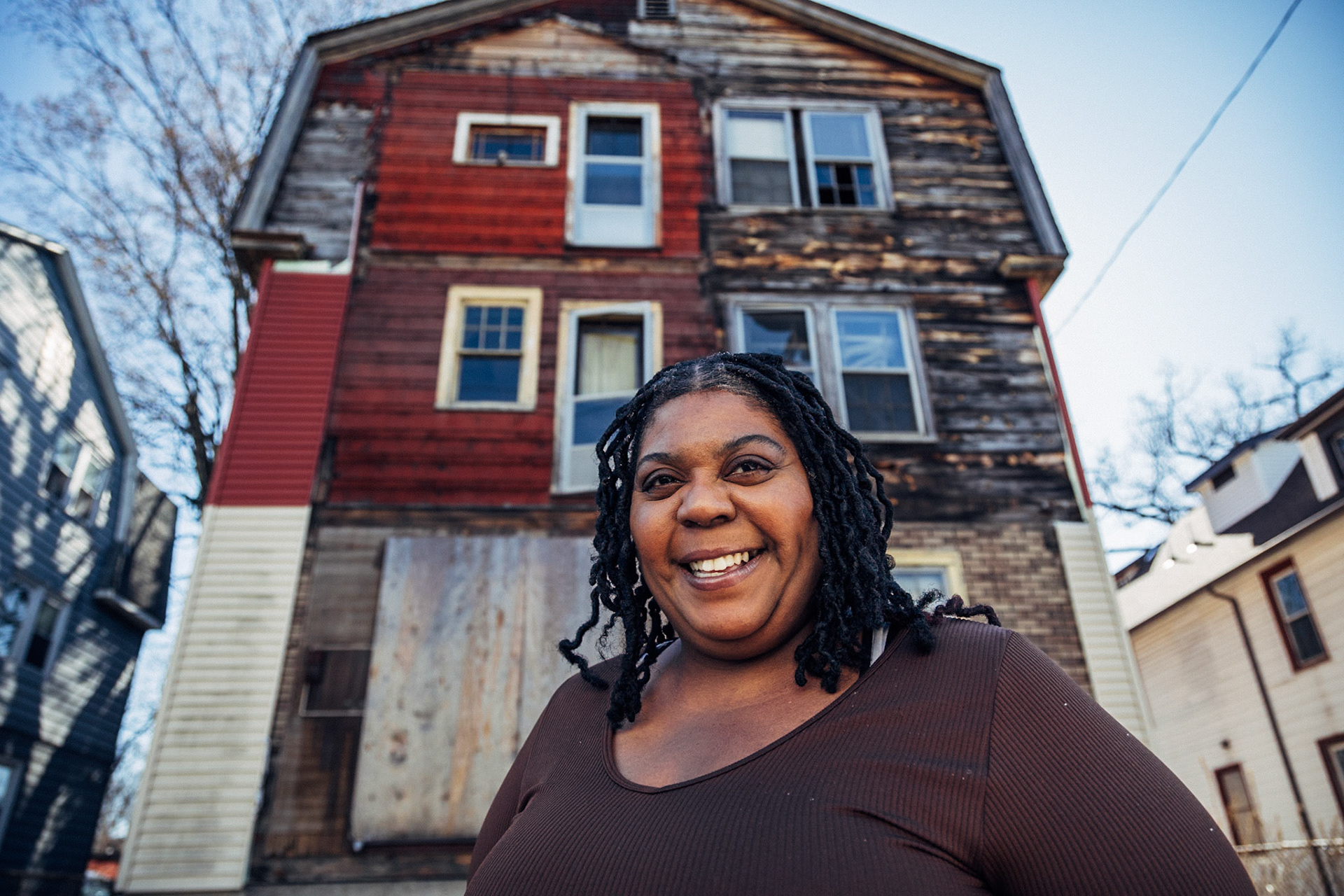 HARTFORD, CONNECTICUT, USA - MARCH 22: Mashy X. (Community Activist in Connecticut and an active member of the Hartford Citizens Armed Crime Patrol). Armed citizen patrol in Hartford try to combat violence and concern of citizens in one of the most affected and police areas by violence on the streets of Garden Street in Hartford, Connecticut, USA, on March 22, 2024.
