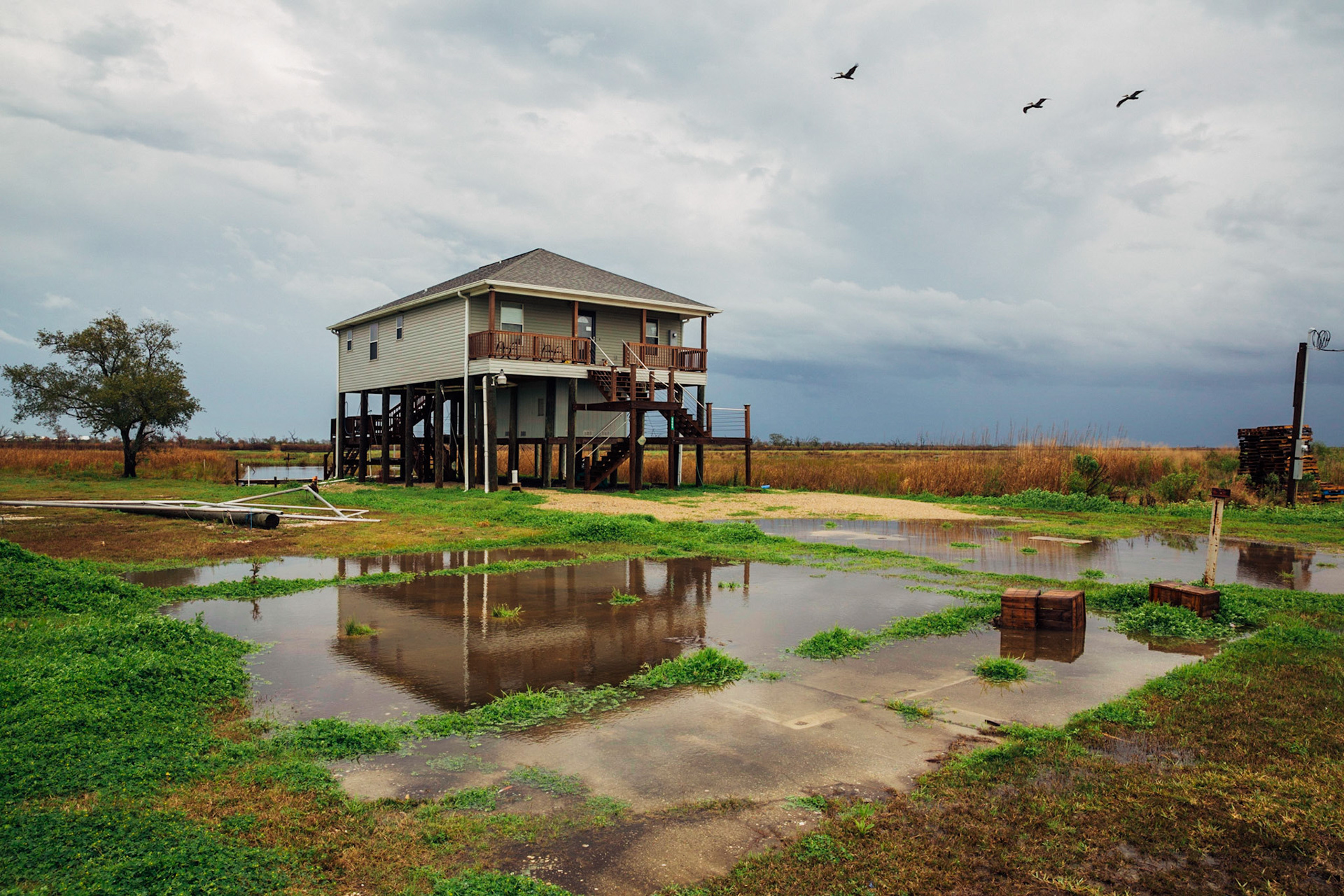 Elevated post-Katrina house, Hopedale, LA, 2015. CISLANDERUS is the cultural project about the Descendants of Canary Islanders in the US. www.cislanderus.com | Researcher: Thenesoya V. Martín |  Photographer: Aníbal Martel.