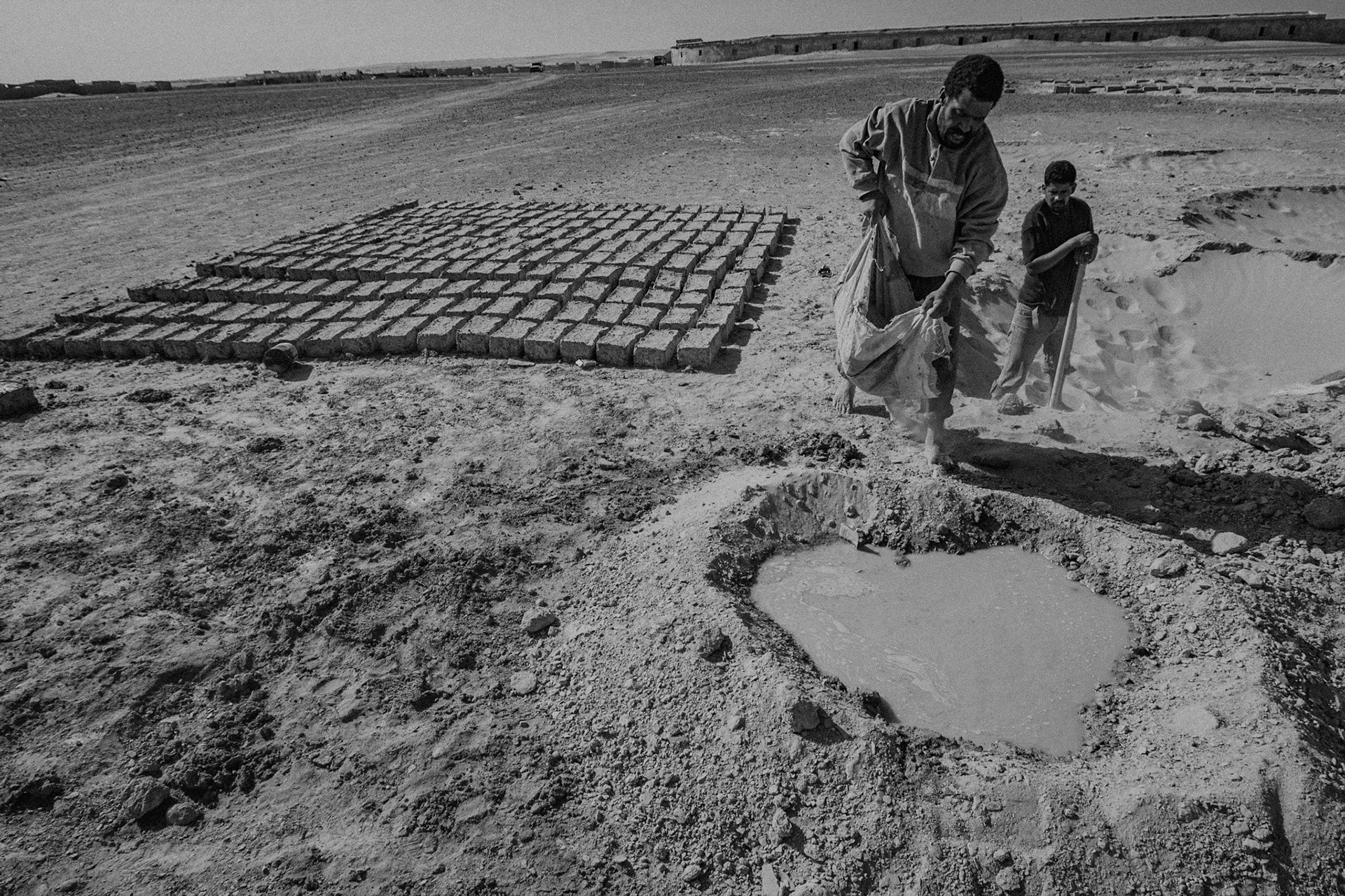 Dakhla refugee camp, Tindouf, Wilaya de Tindouf, Algerian Sahara, 2009: Adobe bricks.