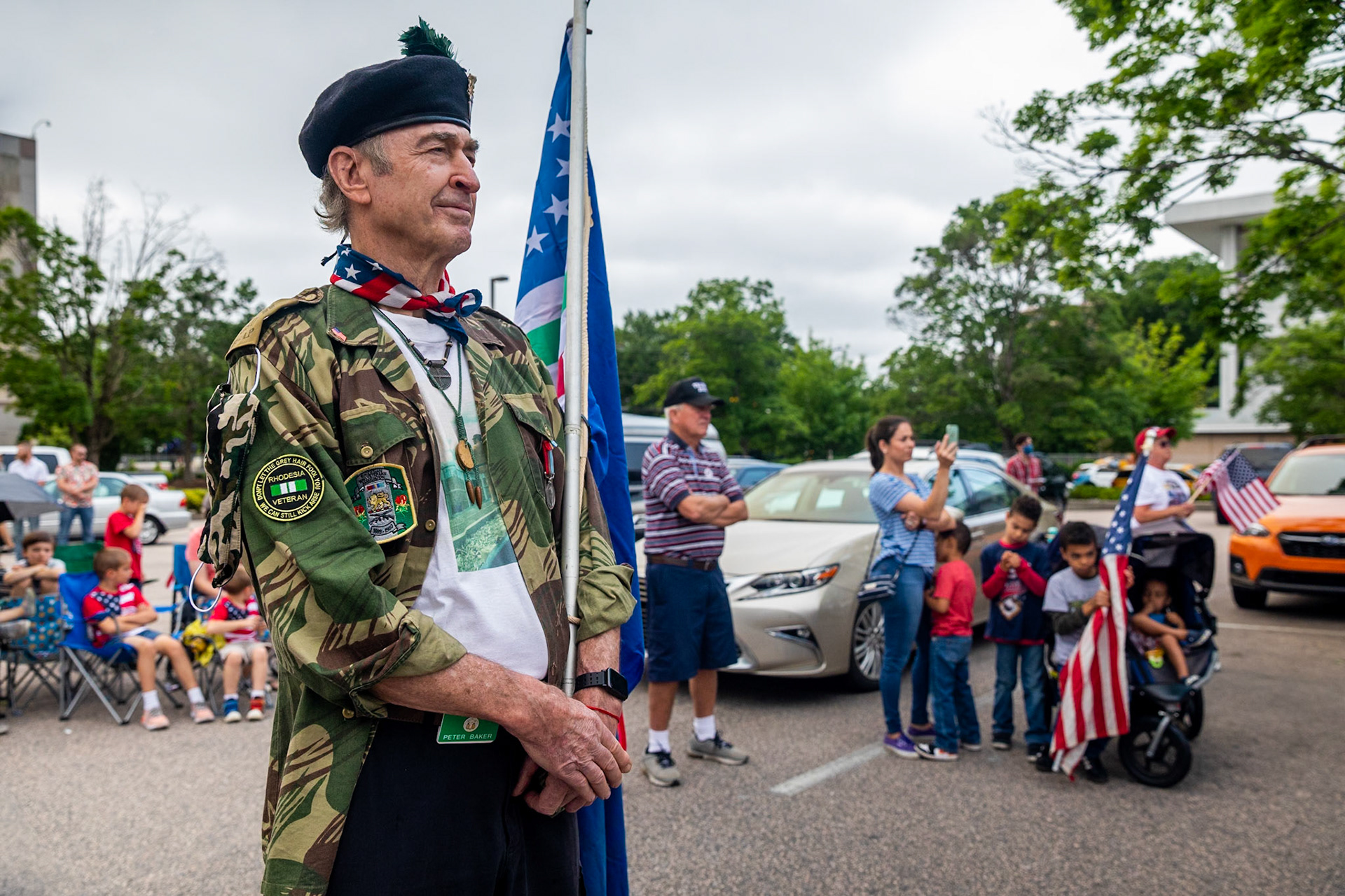 RALEIGH, NORTH CAROLINA, USA - MAY 25, 2020: ReOpen NC veteran attend a protest in Raleigh (5 others cities simultaneously protest across North Carolina). "It's a rally and march for freedom honoring the 2.8 Million Americans Military Heroes who paid the ultimate price for Freedom".