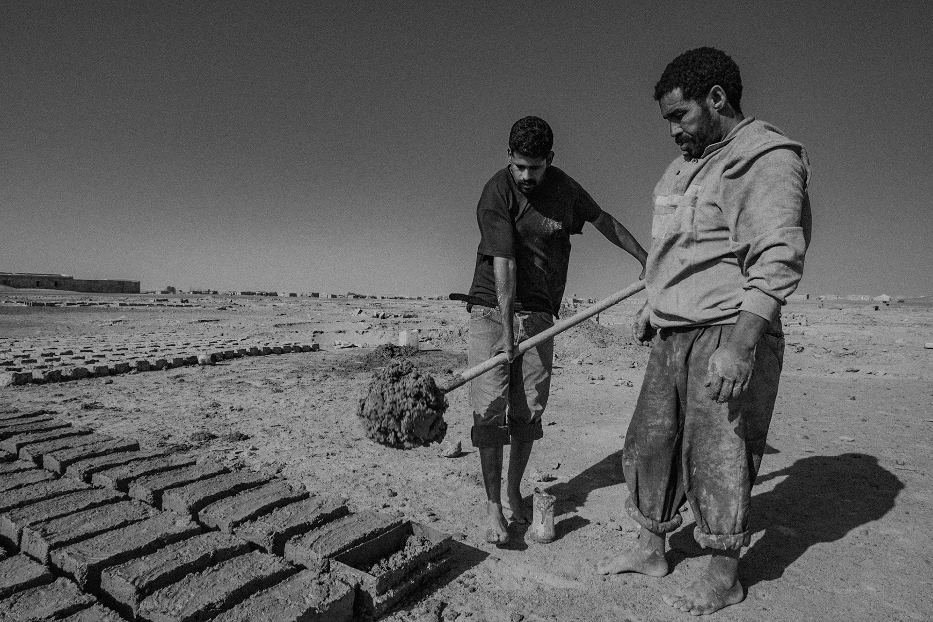 Dakhla refugee camp, Tindouf, Wilaya de Tindouf, Algerian Sahara, 2009: Adobe bricks.