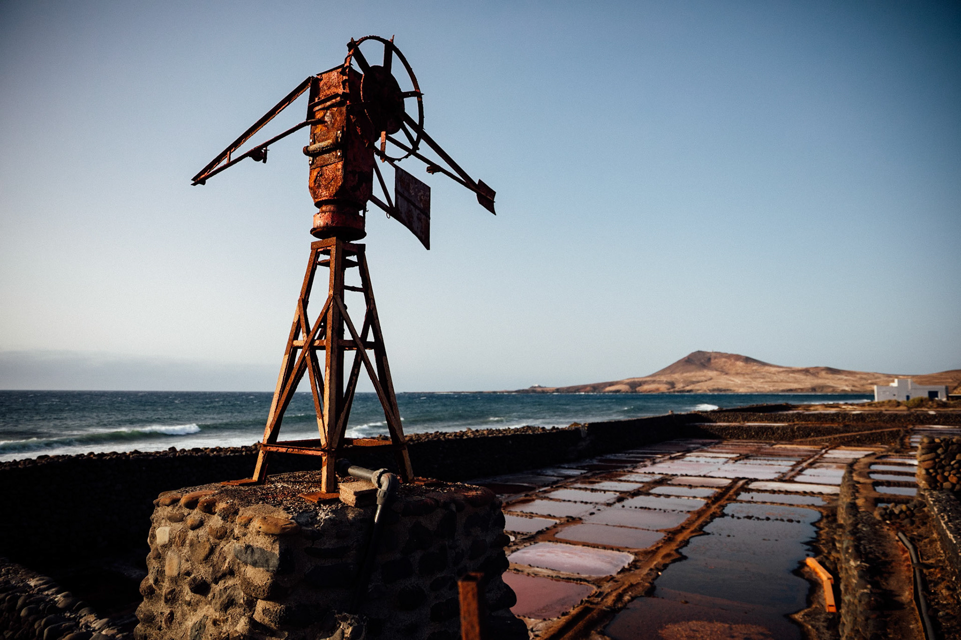 Old mill in Salinas Bocacangrejo, Playa de Vargas, Agüimes, Gran Canaria, Canary Islands, Spain, 2019.