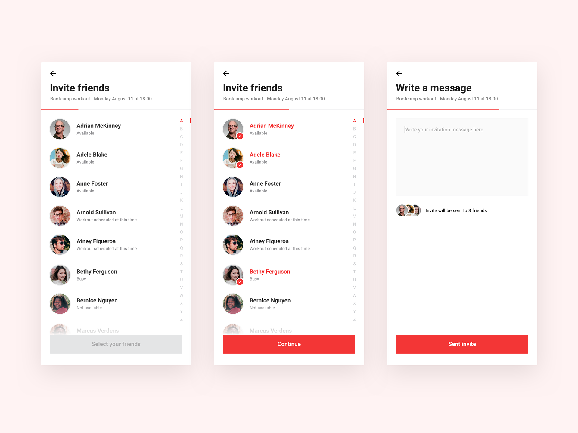 App Design - Invite Friends Flow by Milan Houter