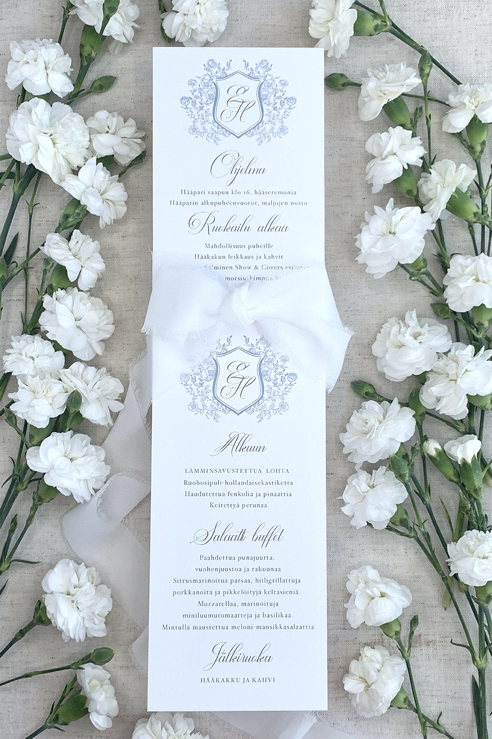 Menu- ja Ohjelma kortit - Menu- and Program cards