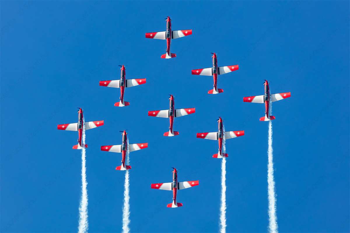 Swiss Air Force PC-7 Team in diamond formation