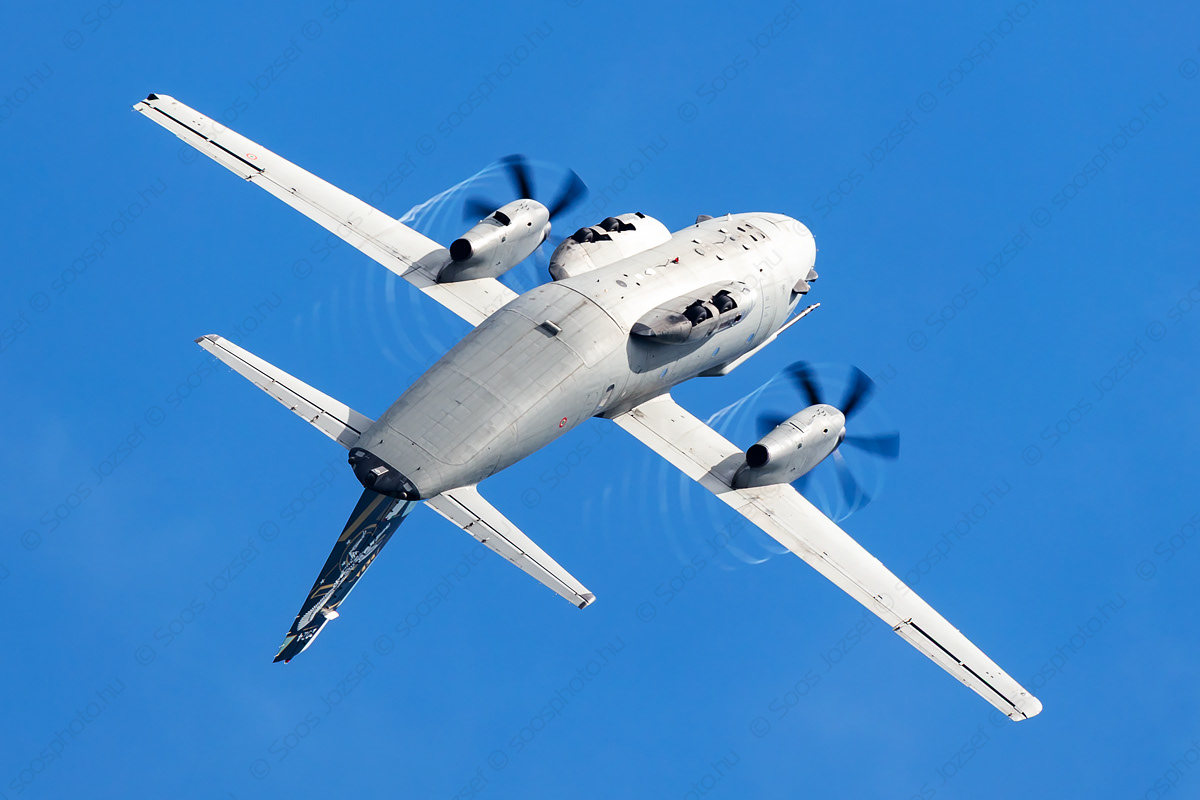 Italian Air Force Alenia C-27J Spartan transport aircraft performing a barrel roll