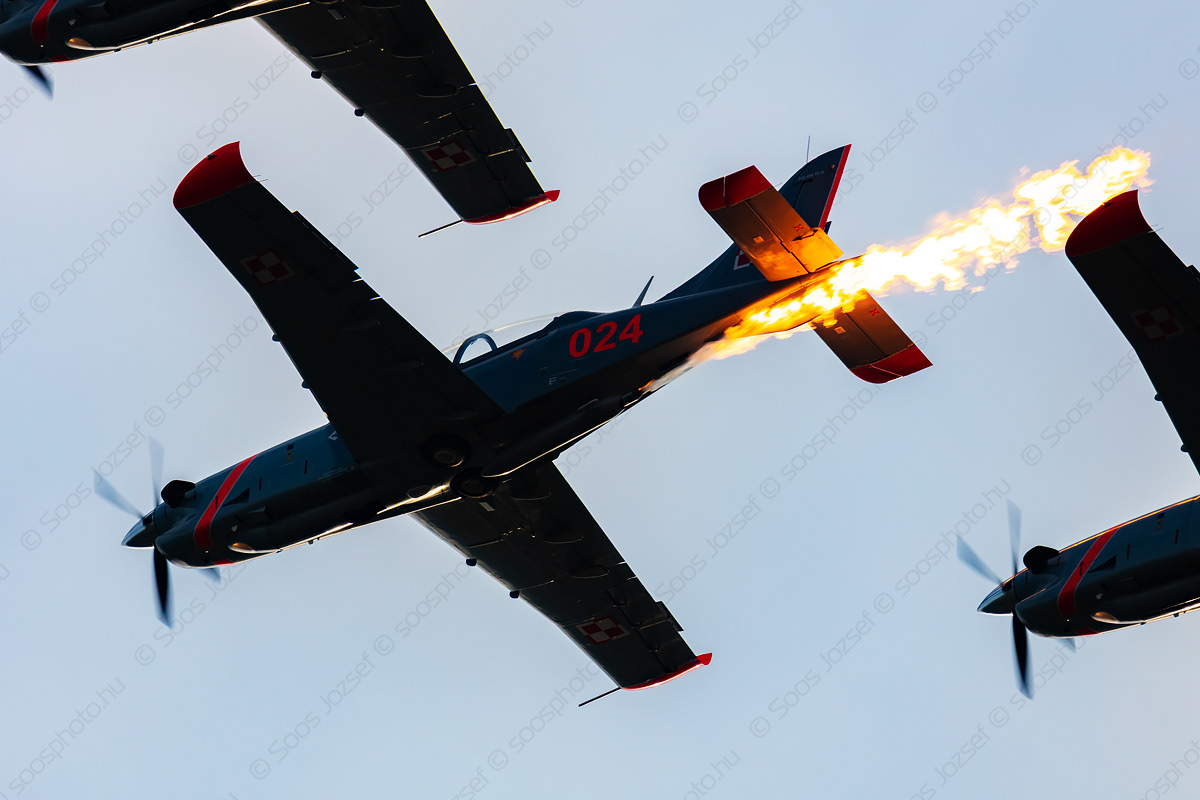 Polish Air Force Orlik aerobatic team aircraft with smoke generator ignited
