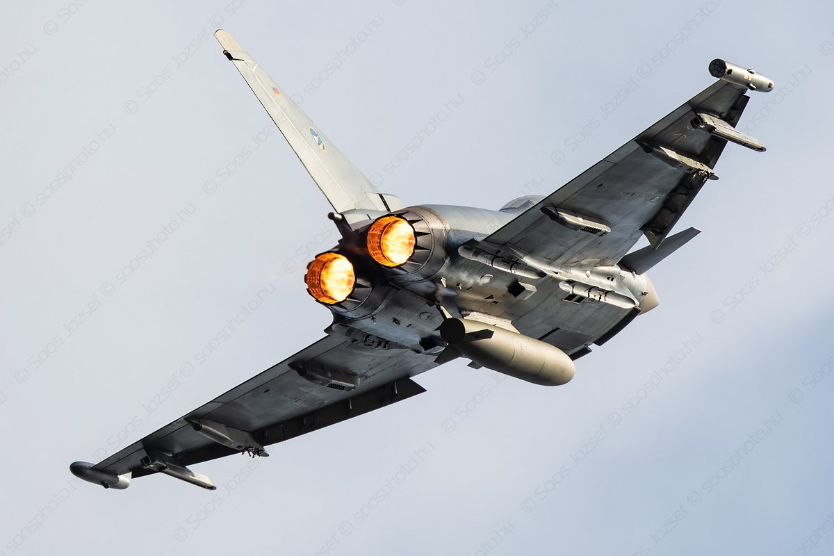 German Air Force Eurofighter Typhoon climbing with full afterburner
