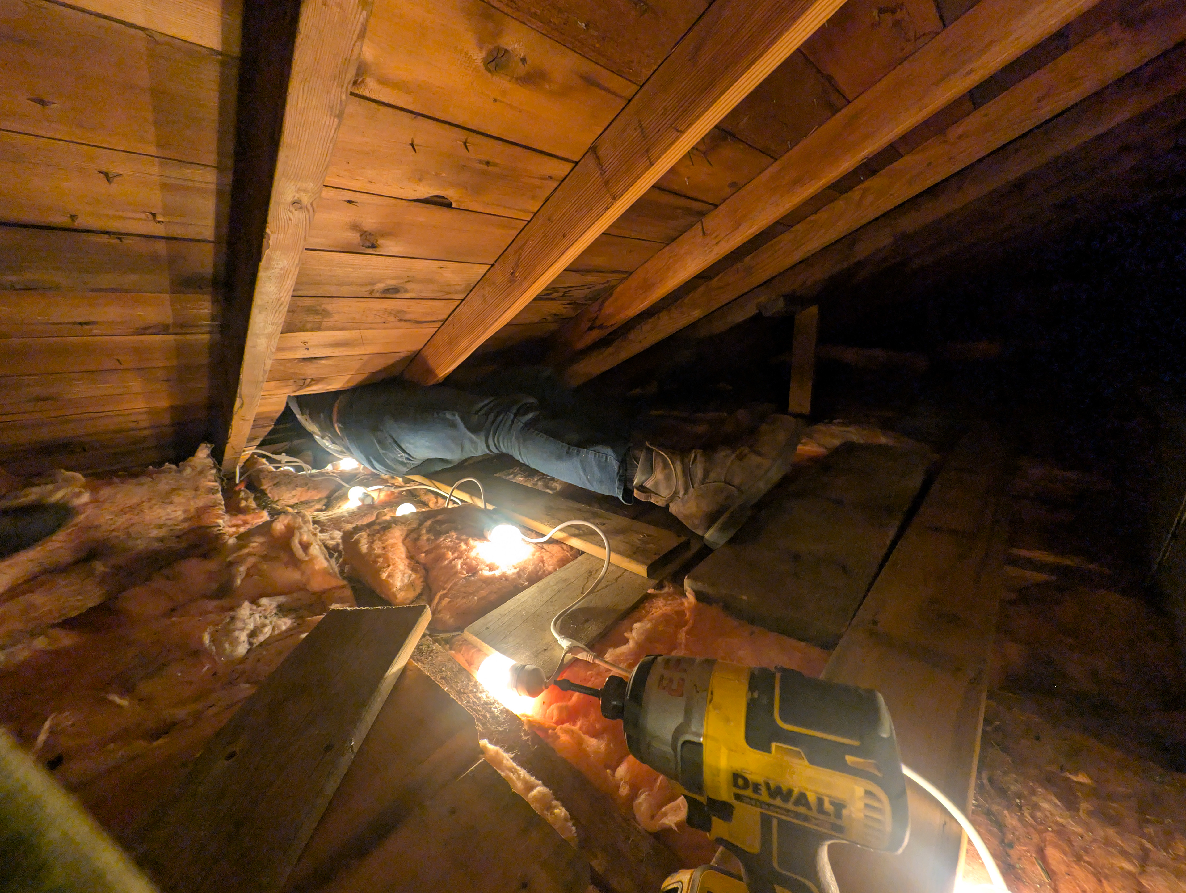 Tight squeeze into the addition attic