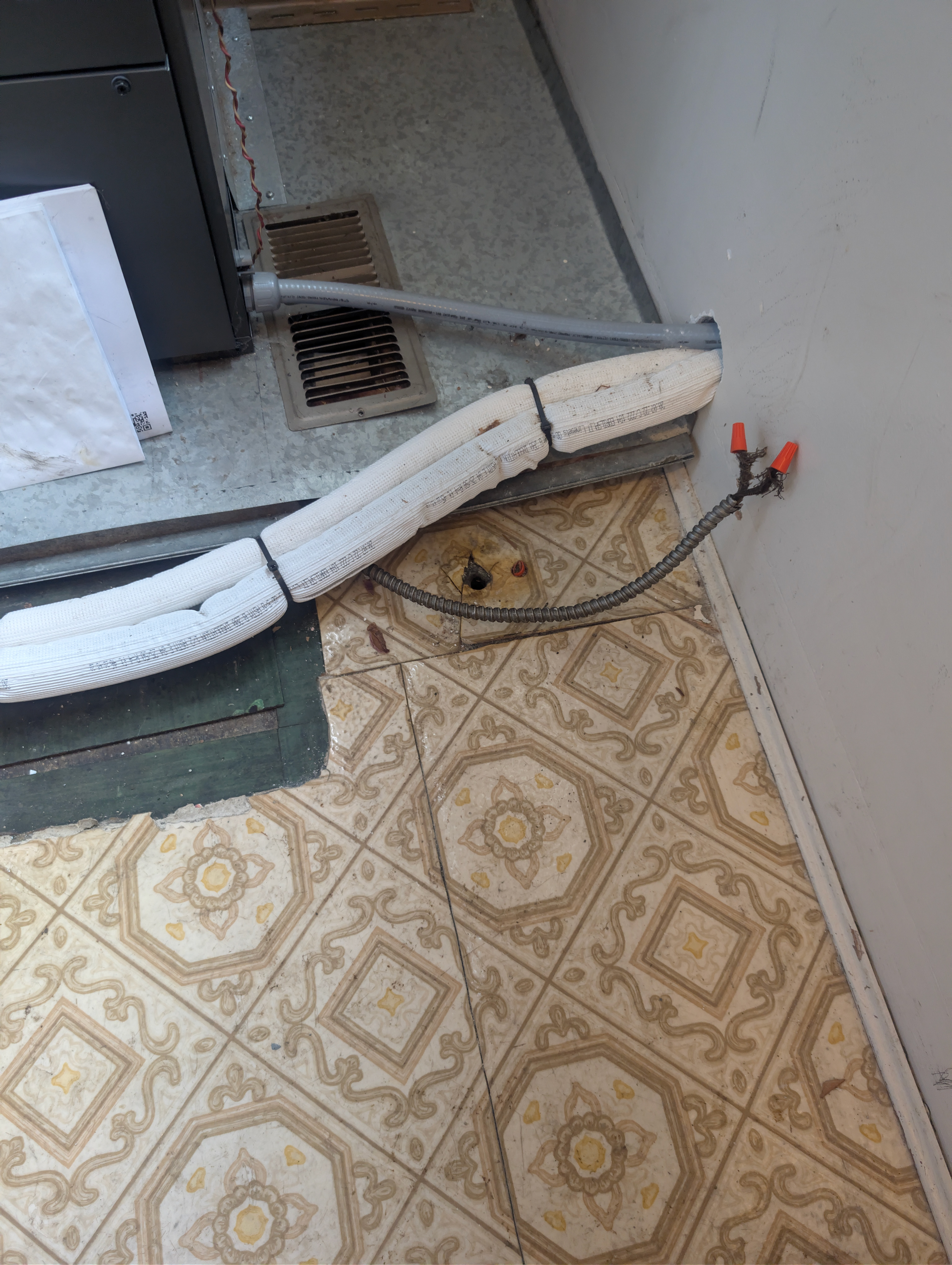Why would you run the heatpump lineset over the floor when you're above a crawl space?!!