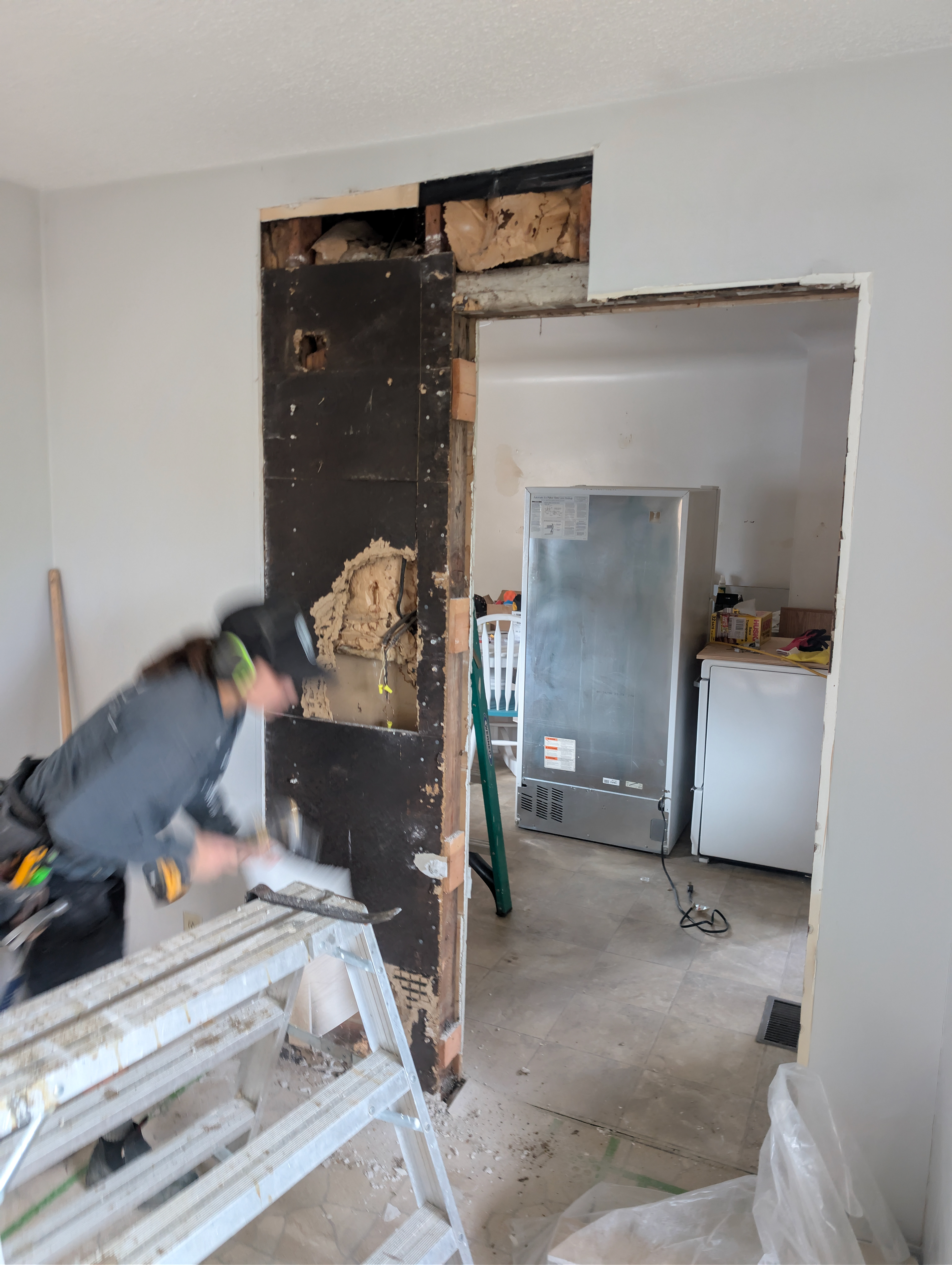 Opening the wall into the kitchen