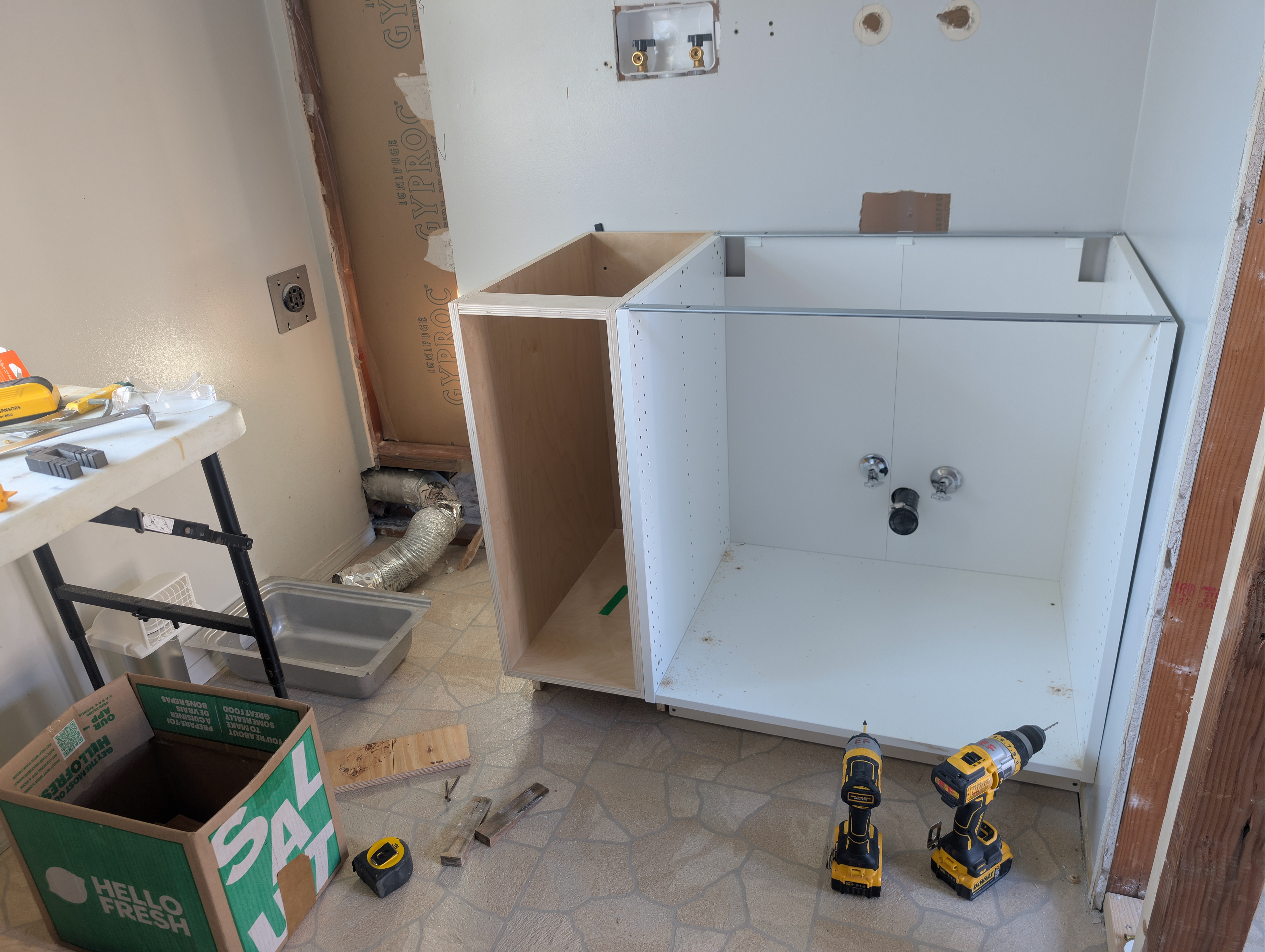 New laundry sink cabinet