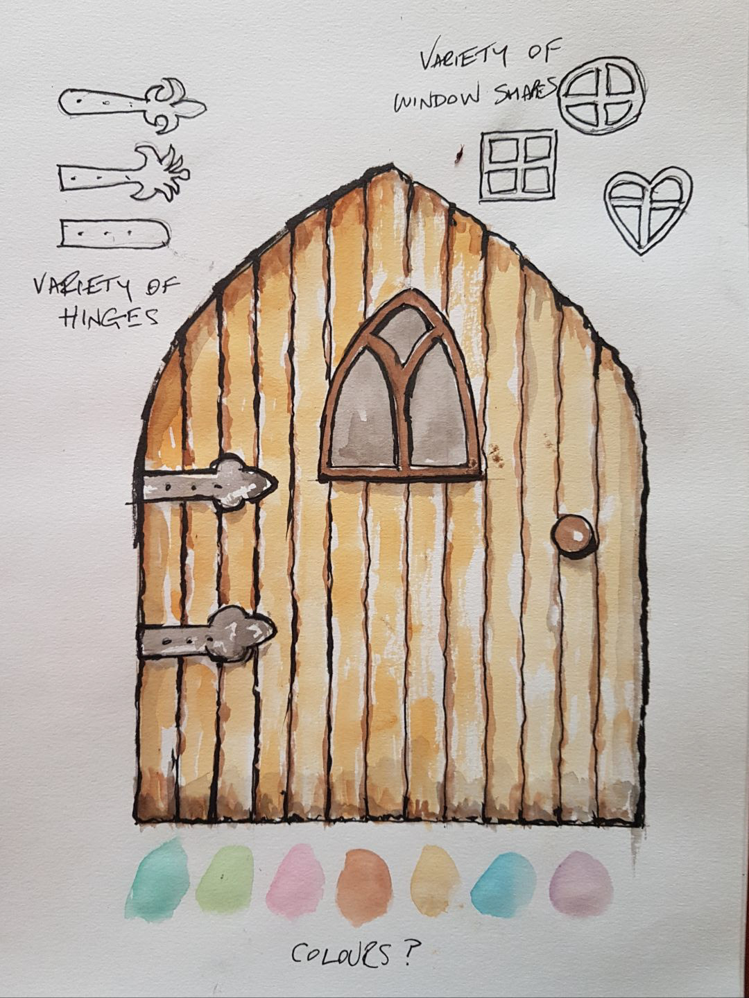 Scenic artist door illustration. Copyright Phil Costello