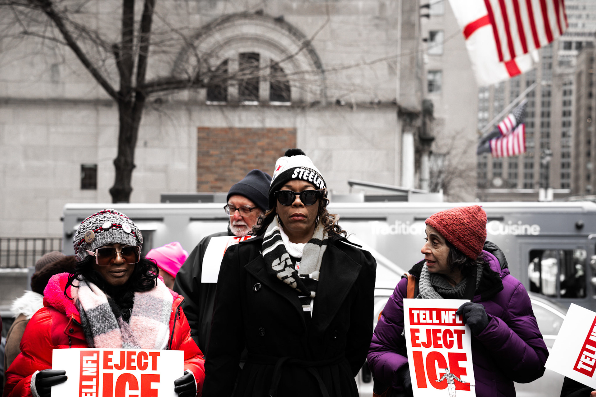 Moments taken during the protest against ICE at the Super Bowl; taken on Tuesday, February 3 at