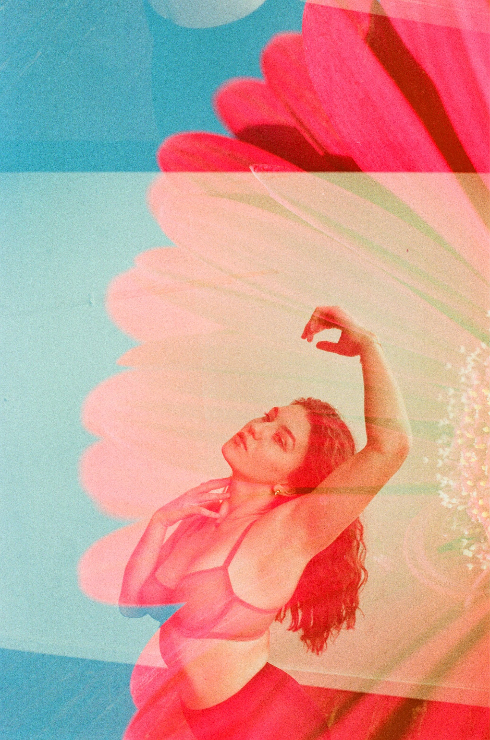 Samantha on double exposed flower film