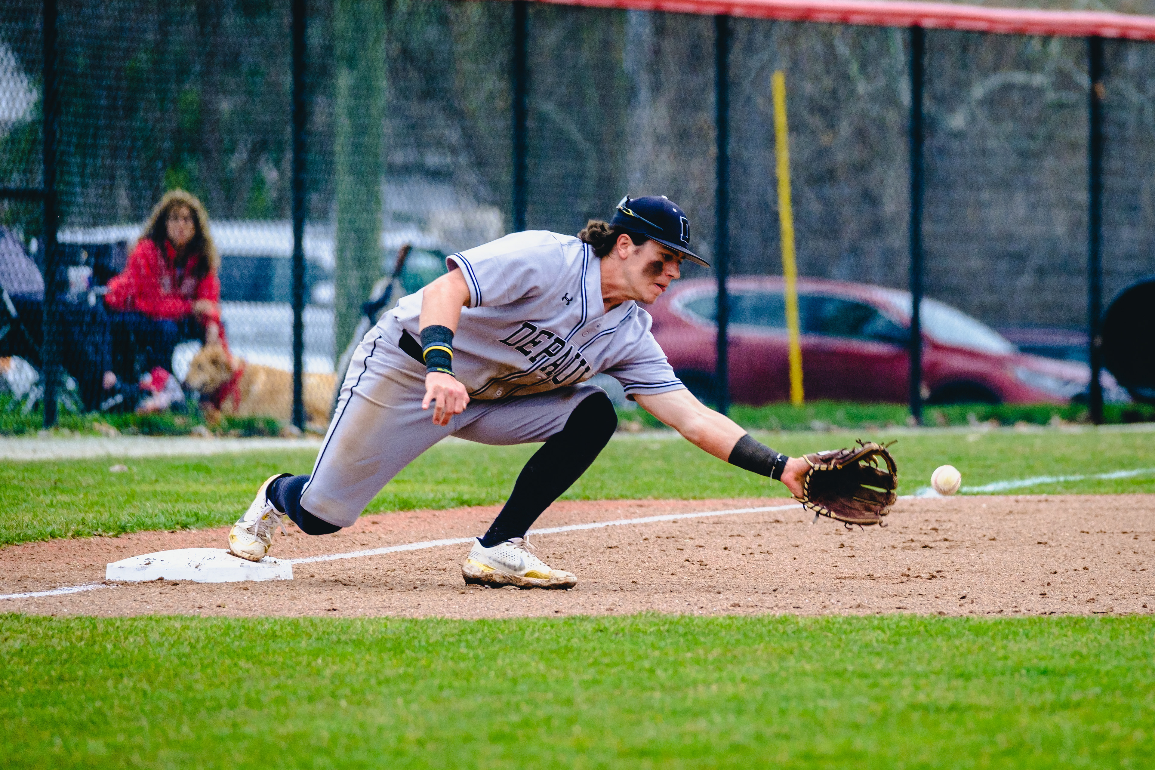 CRAWFORDSVILLE, IN – 04.04.2023 – The DePauw Tigers during the game against the DePauw Tigers and the Wabash Little Giants at Goodrich Ballpark in Crawfordsville, IN. 