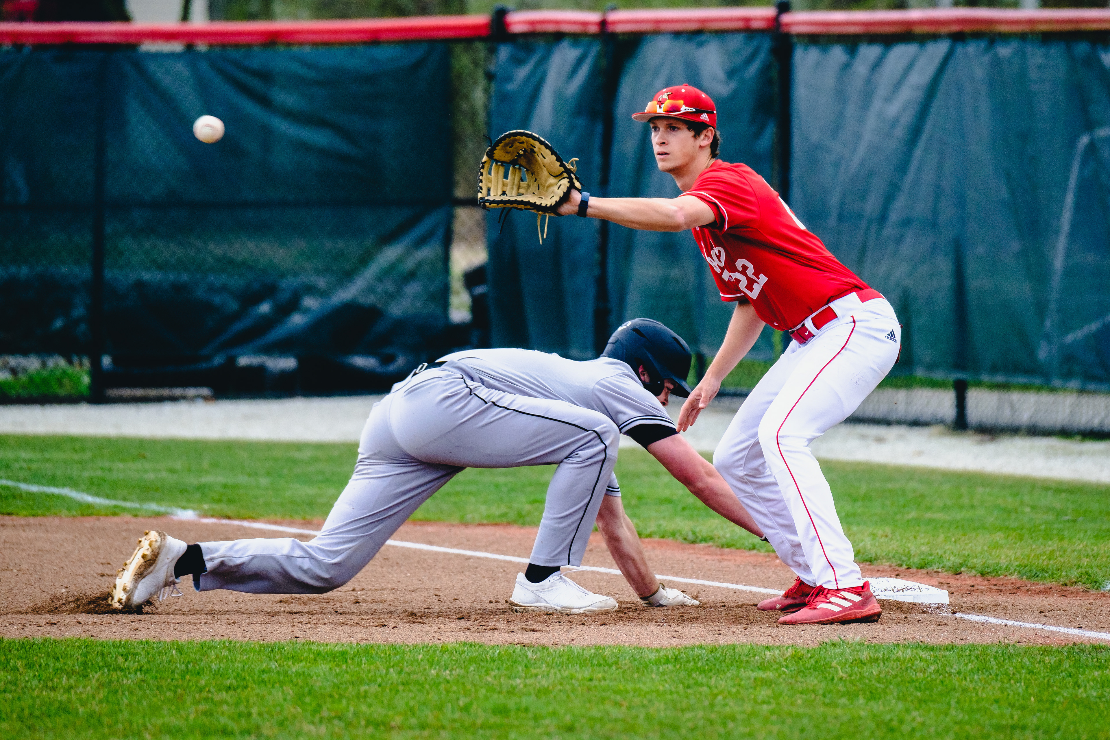 CRAWFORDSVILLE, IN – 04.04.2023 – Infielder Brayden Lentz #22 of the Wabash Little Giants during the game against the DePauw Tigers and the Wabash Little Giants at Goodrich Ballpark in Crawfordsville, IN. 